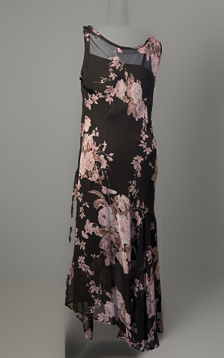 Dressbarn true vintage floral Slip Cowl neck Maxi Dress