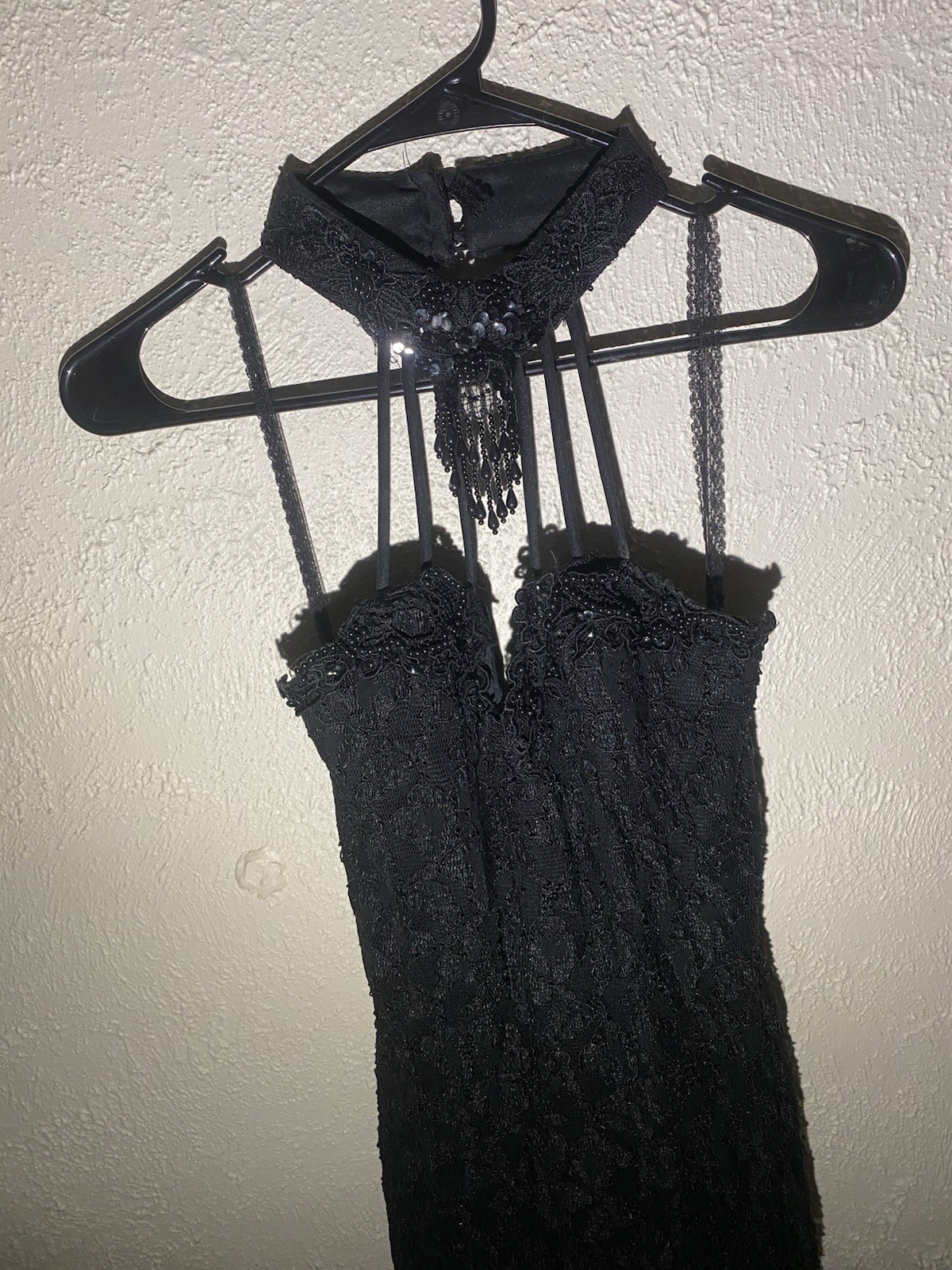 Women’s Black Solid Lace Strappy Sleeveless Long Maxi Dress Size S Regular