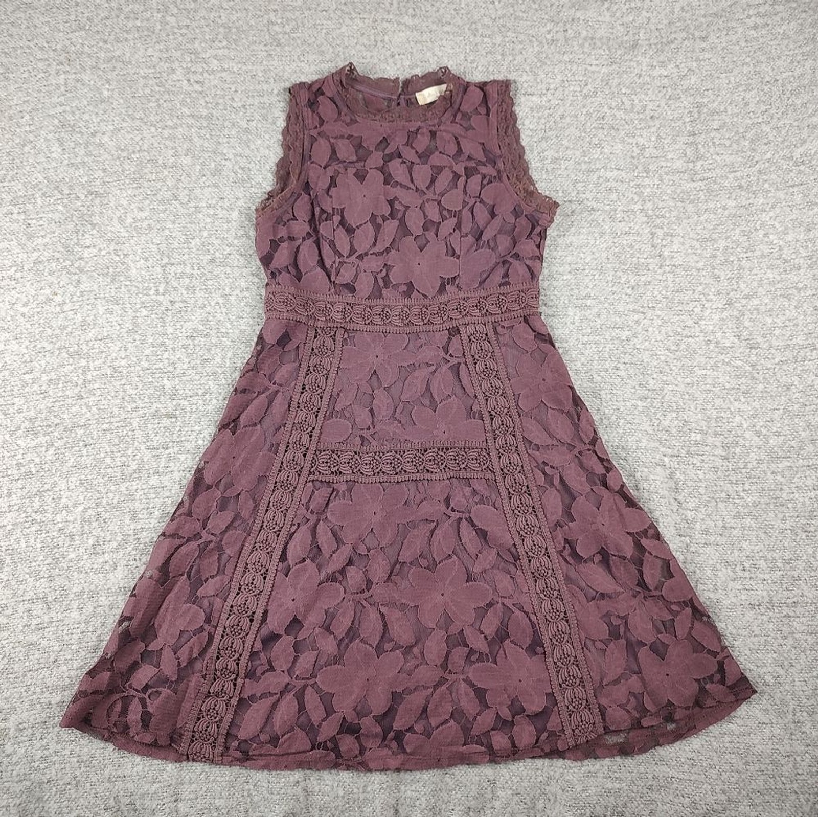 Altar’d State Lace A-Line Dress Plum Mauve Floral Mini Medium