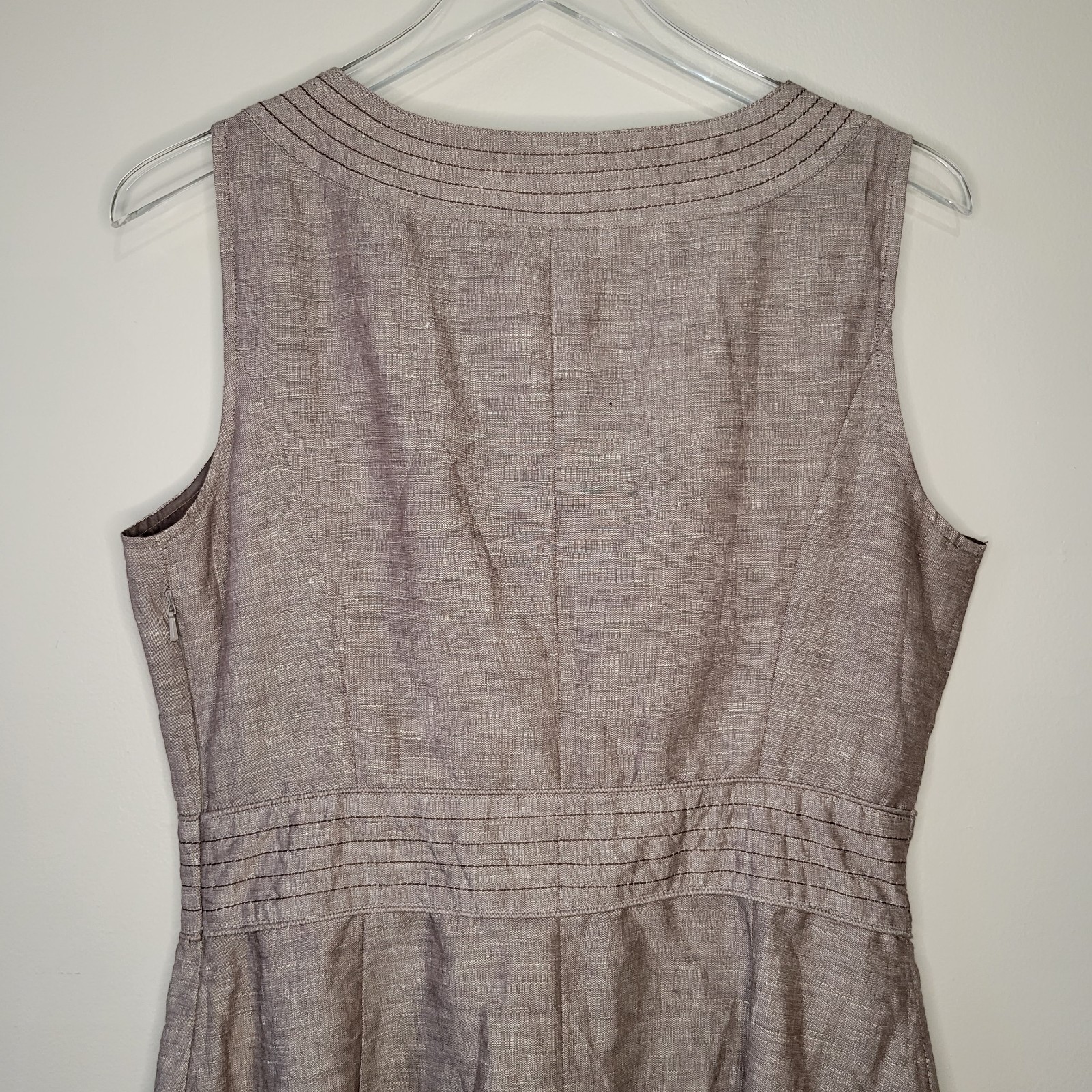 Willi Smith Sleeveless A-line Brown Dress Size 8 Women Business Linen Blend