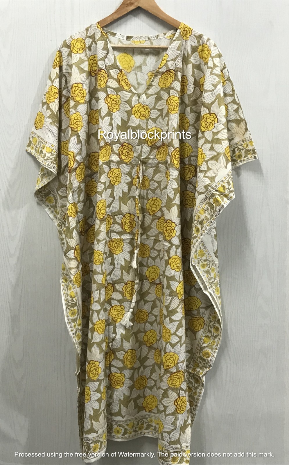 100% Cotton Long Beach Maxi Kaftan Dress Caftan Kimono for women, Handmade Dress