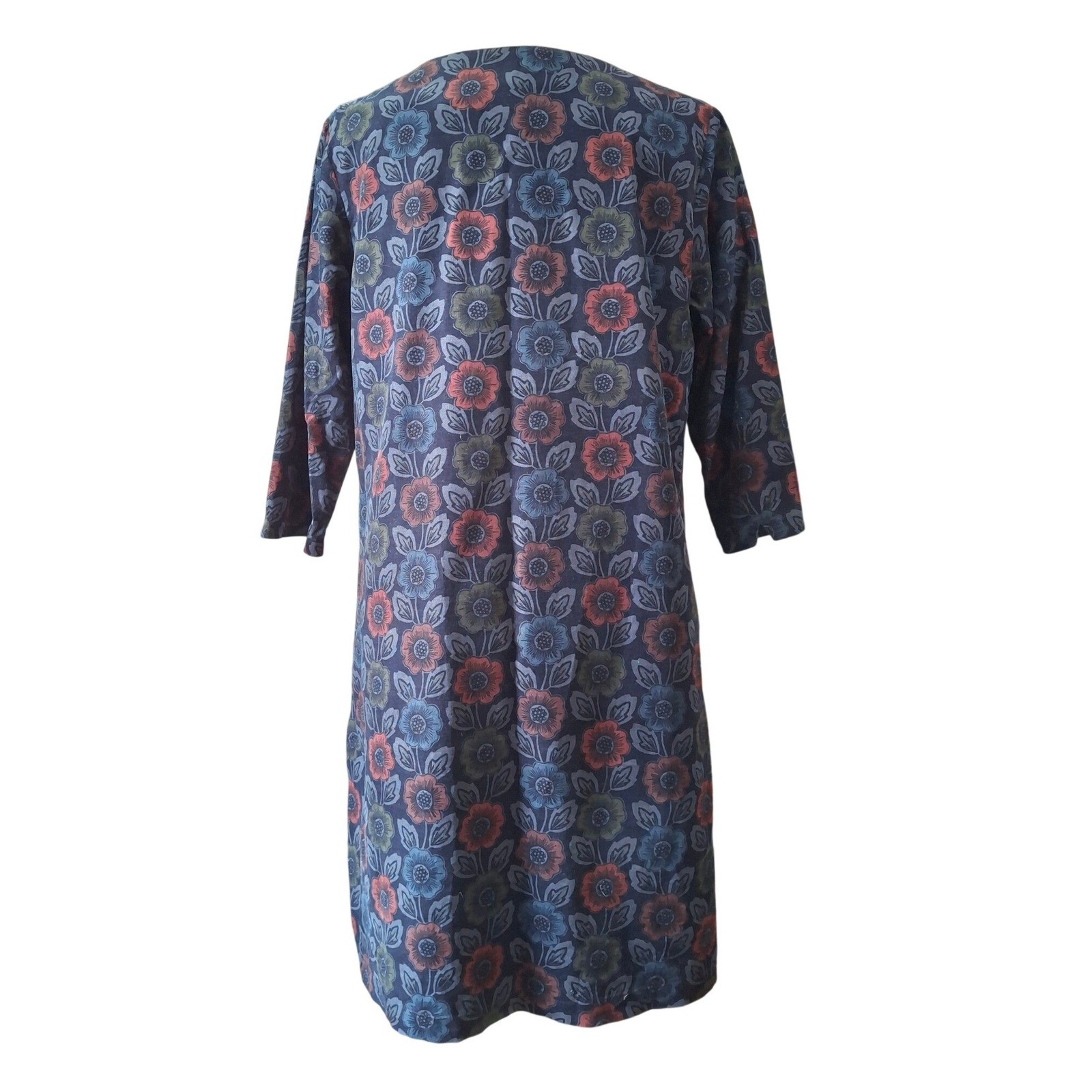 Seasalt Cornwall West Pentire Dress Navy Blue Floral Corduroy Shift Size 10 US
