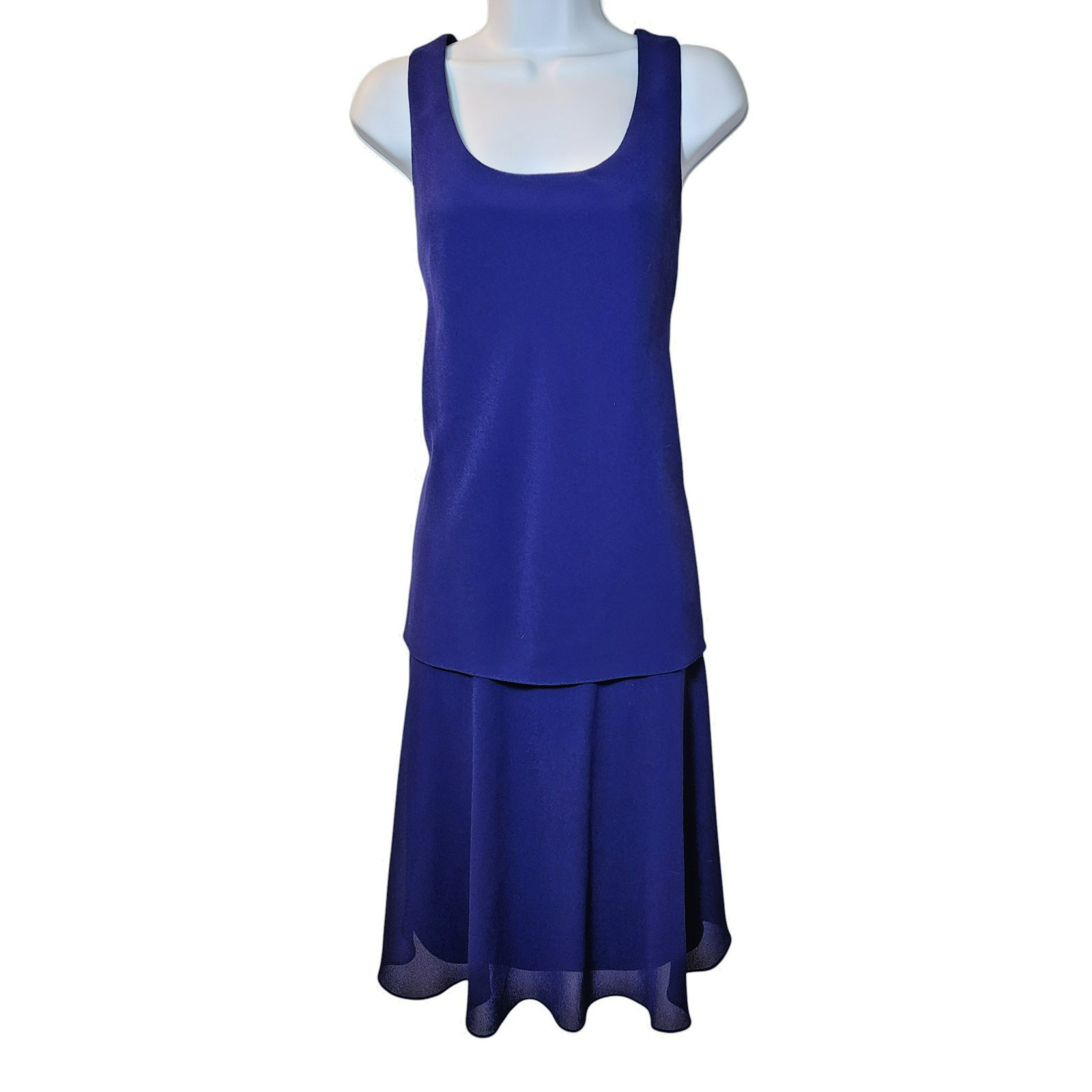 Patra Size Large Blue Sleeveless Dress Made in Korea Vintage No Jacket Preowned