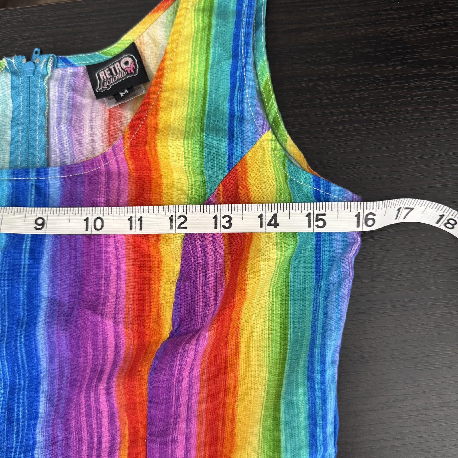 Retrolicious Dress Womens Medium Rainbow Pride Pockets Retro Colorful Sundress