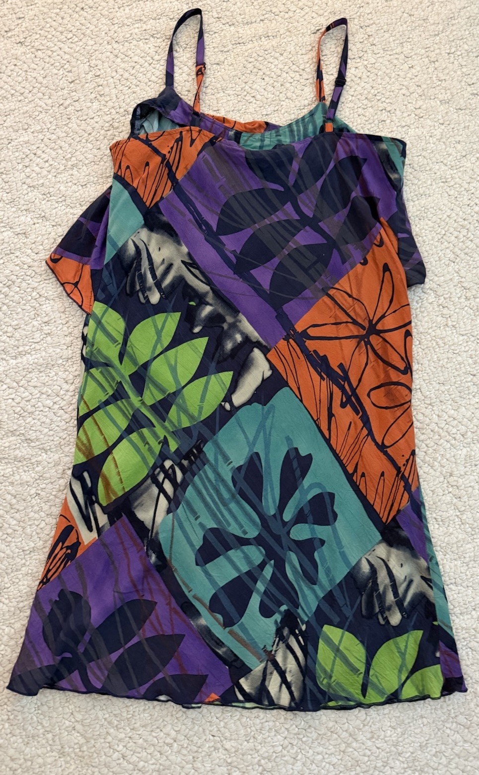 Jams World Short Dress MAYCON GARDEN sz L Strappy Ruffled Top Multi Colored EXC