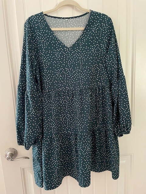 Cosonsen Womens Printed Swing Shift Dress Long Sleeve V Neck Tunic Dress
