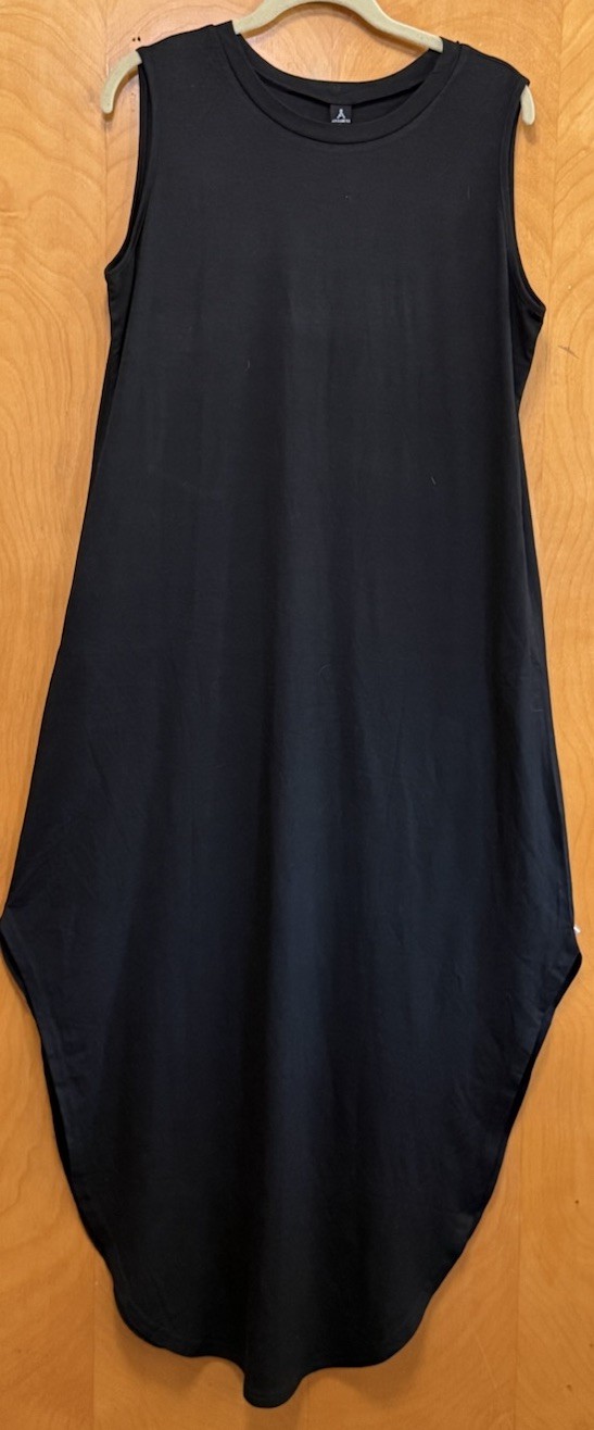 Anrabess Women’s Rounded Hem Sleeveless Maxi Dress With Pockets Black Sz L