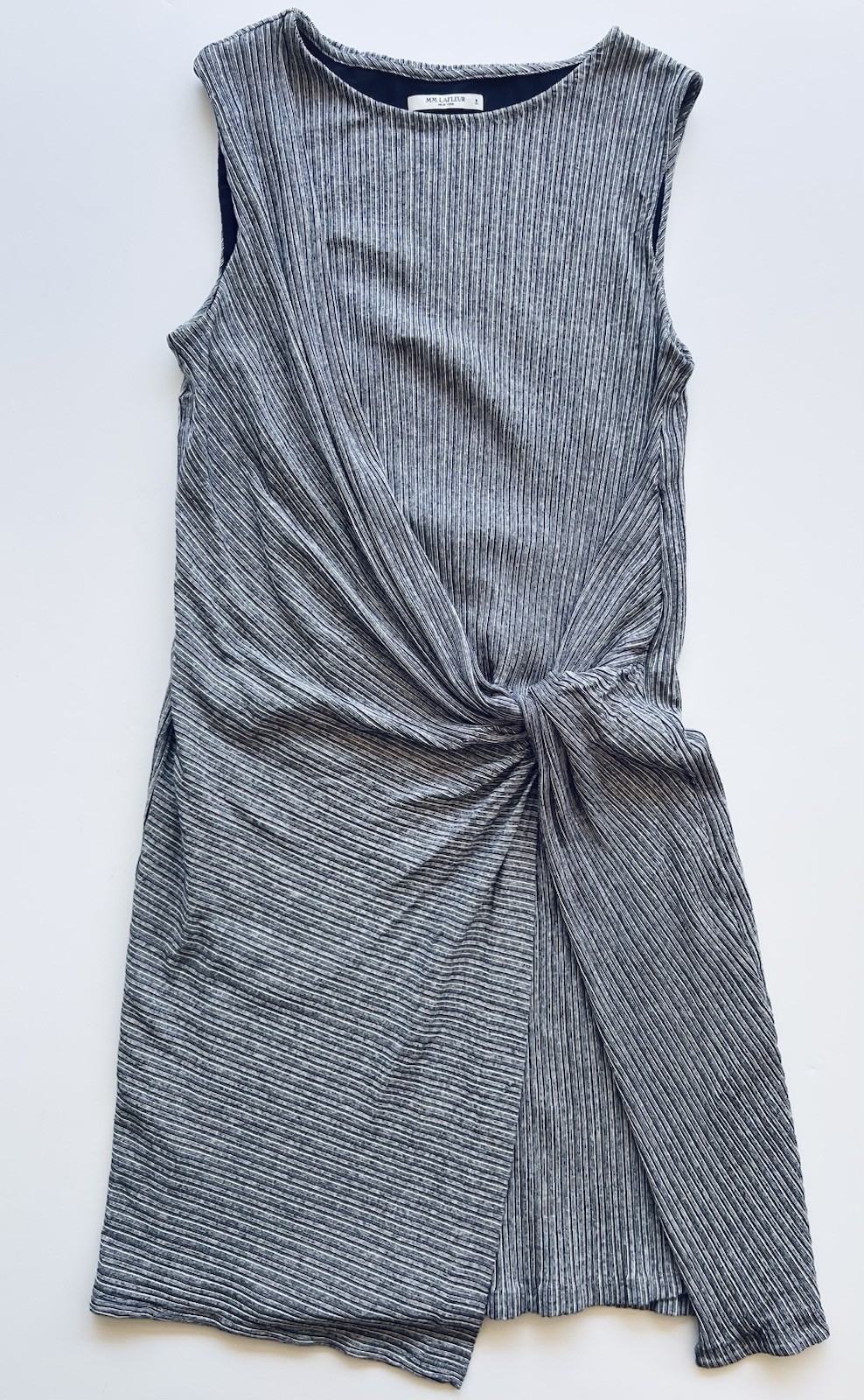 M.M.LaFleur Tara dress Size Small in Galaxy Blue Stripe Stretch Sleeveless Short