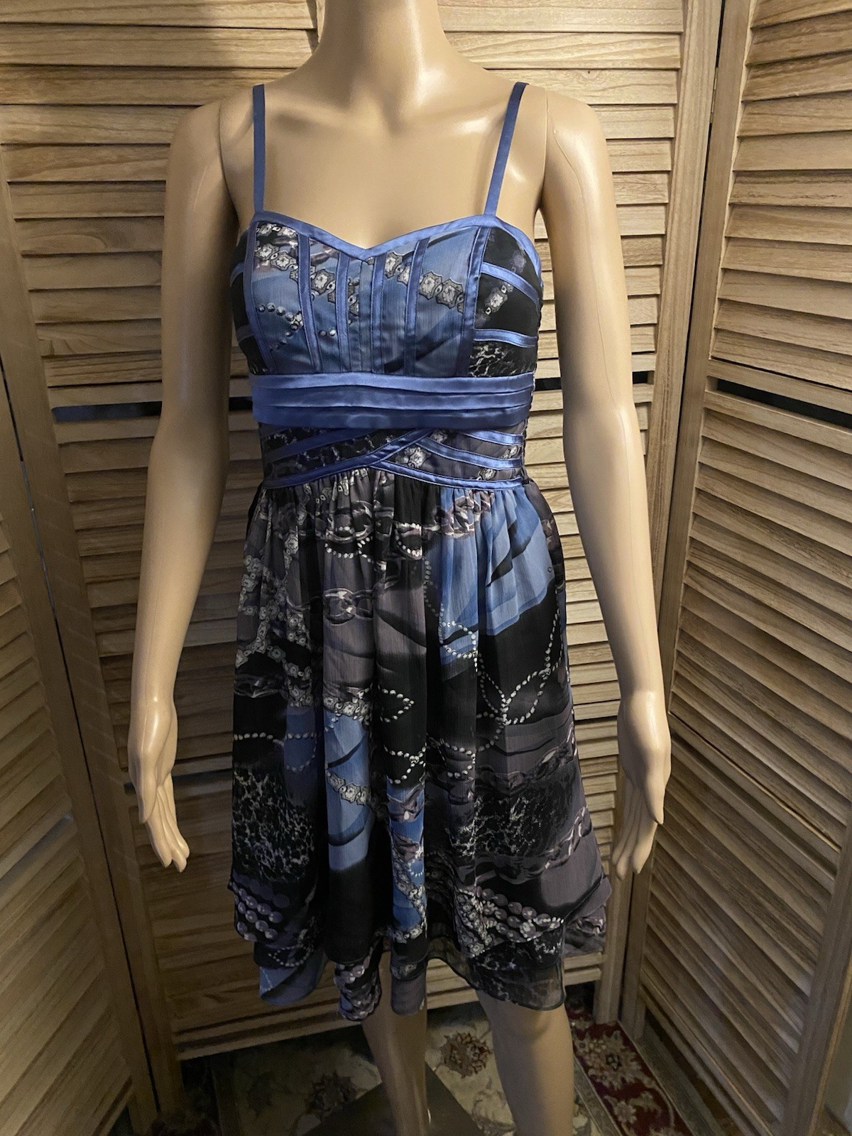 Katia Women’s Size S Summer Dress T Strap Tiered Hem Empire Waist Colorful