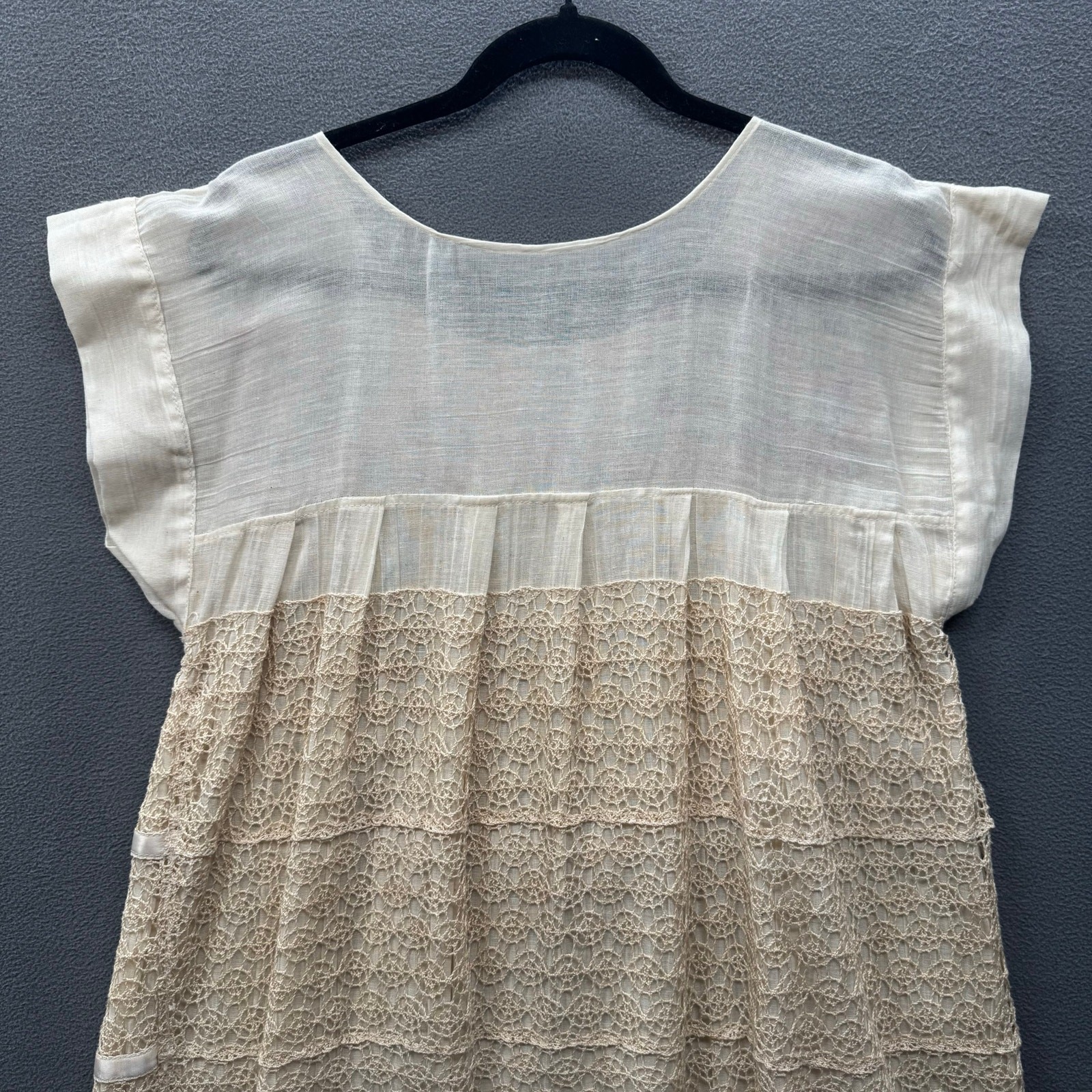 Vtg Handmade? Folk Cottagecore Lace Empire Waist Mexican Wedding Dress No Tags