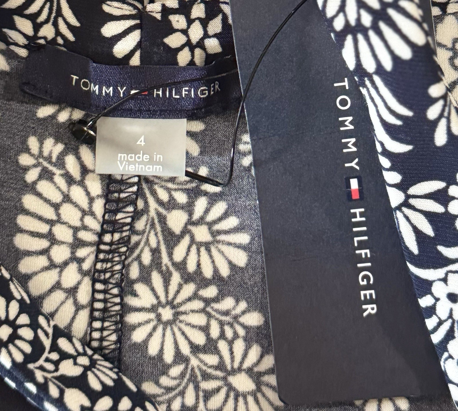Tommy Hilfiger Navy/White Floral Paisley Sheath Maxi Dress Strappy Back (Size 4)
