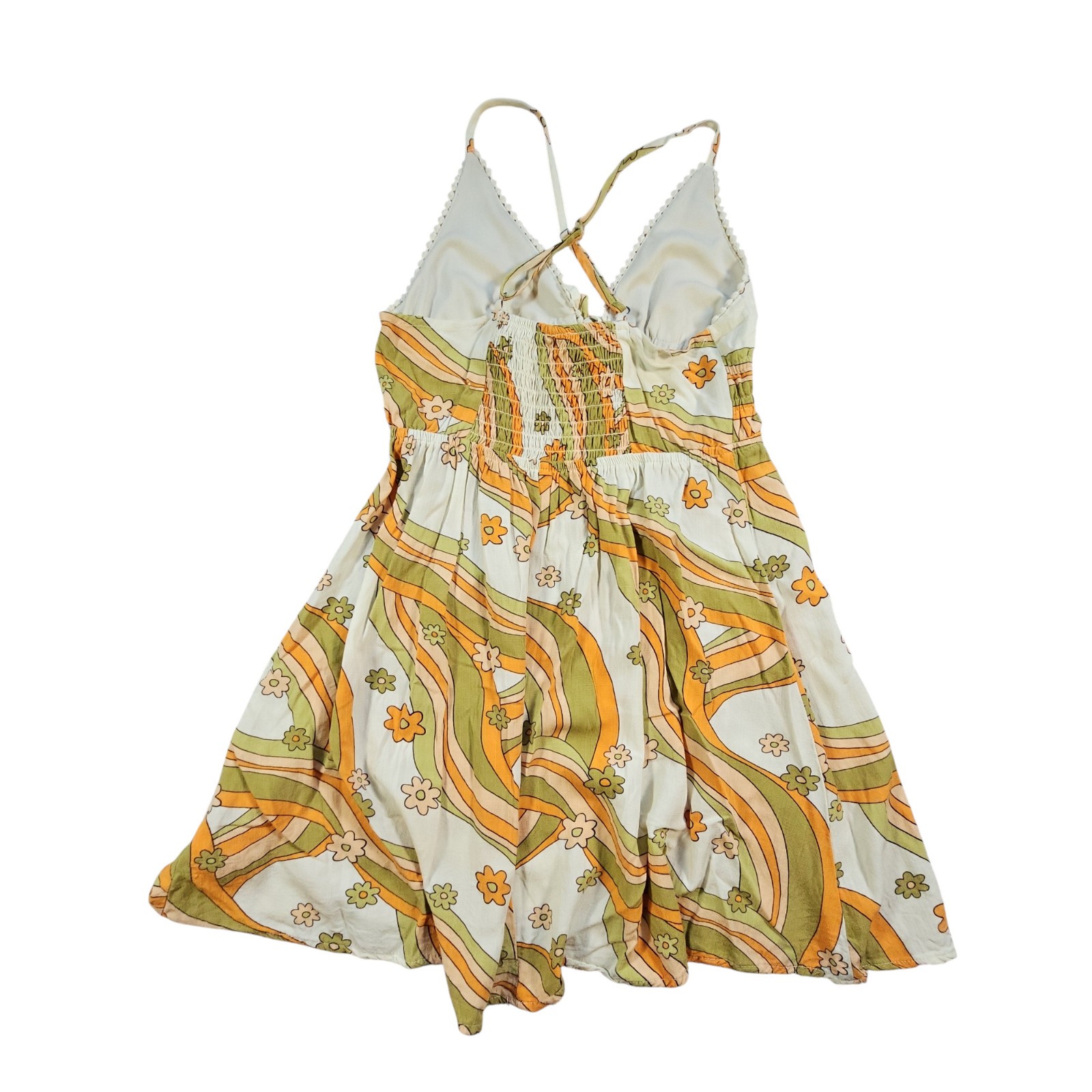 Wild Fable Womens XS Orange Green White Groovy Hippie Criss Cross Back Sundress