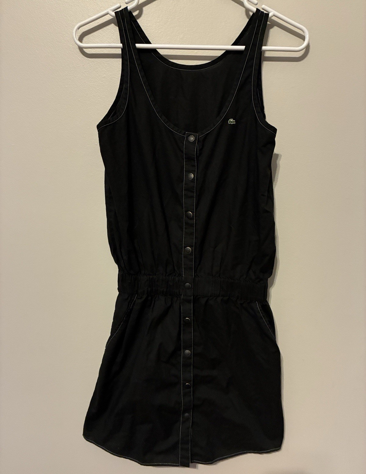 Lacoste Women’s Black Sleeveless Button-Front button cotton dress Size 36