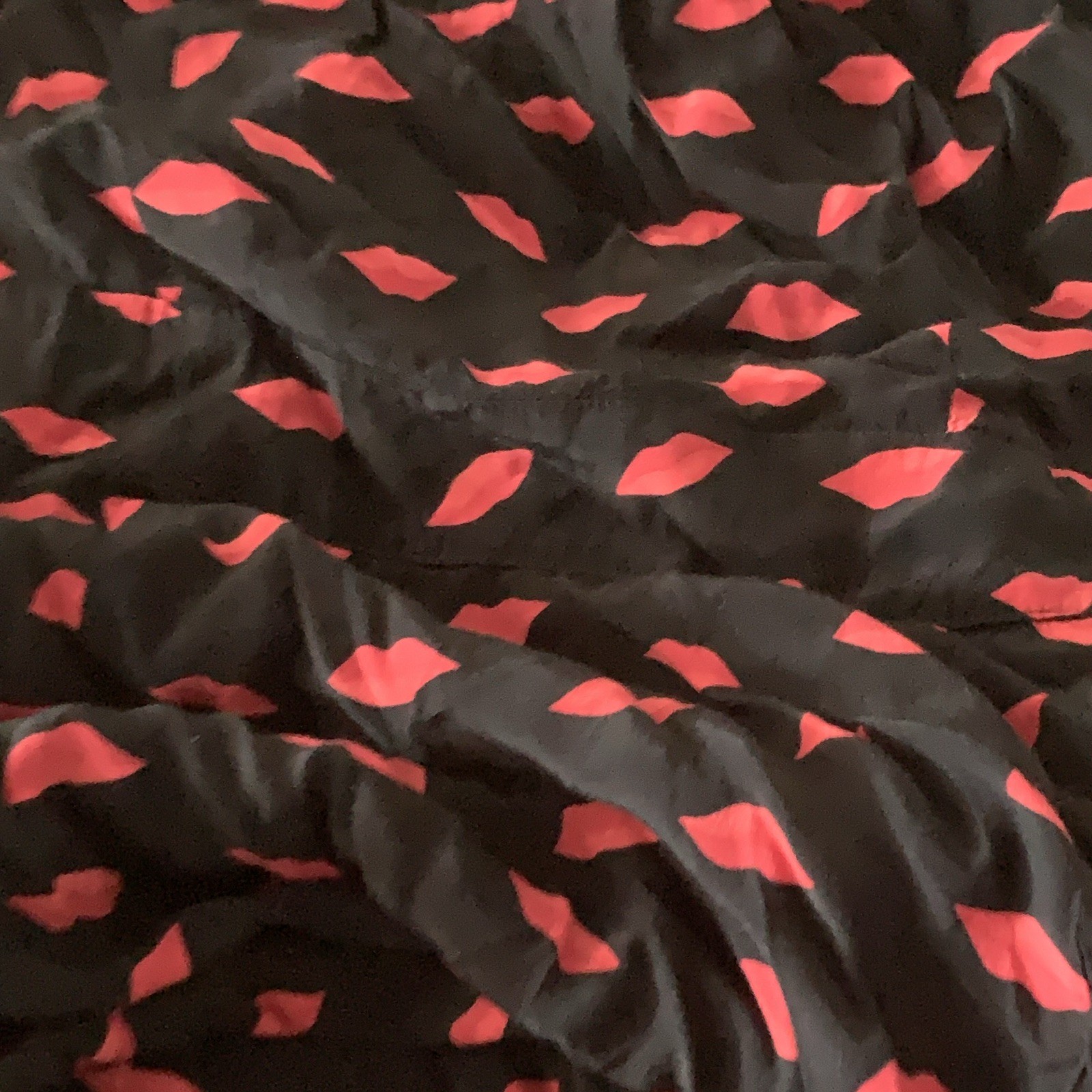 a.n.a day Women’s Black/Red Lips Print Sundress Short Sleeve Long Cotton 16