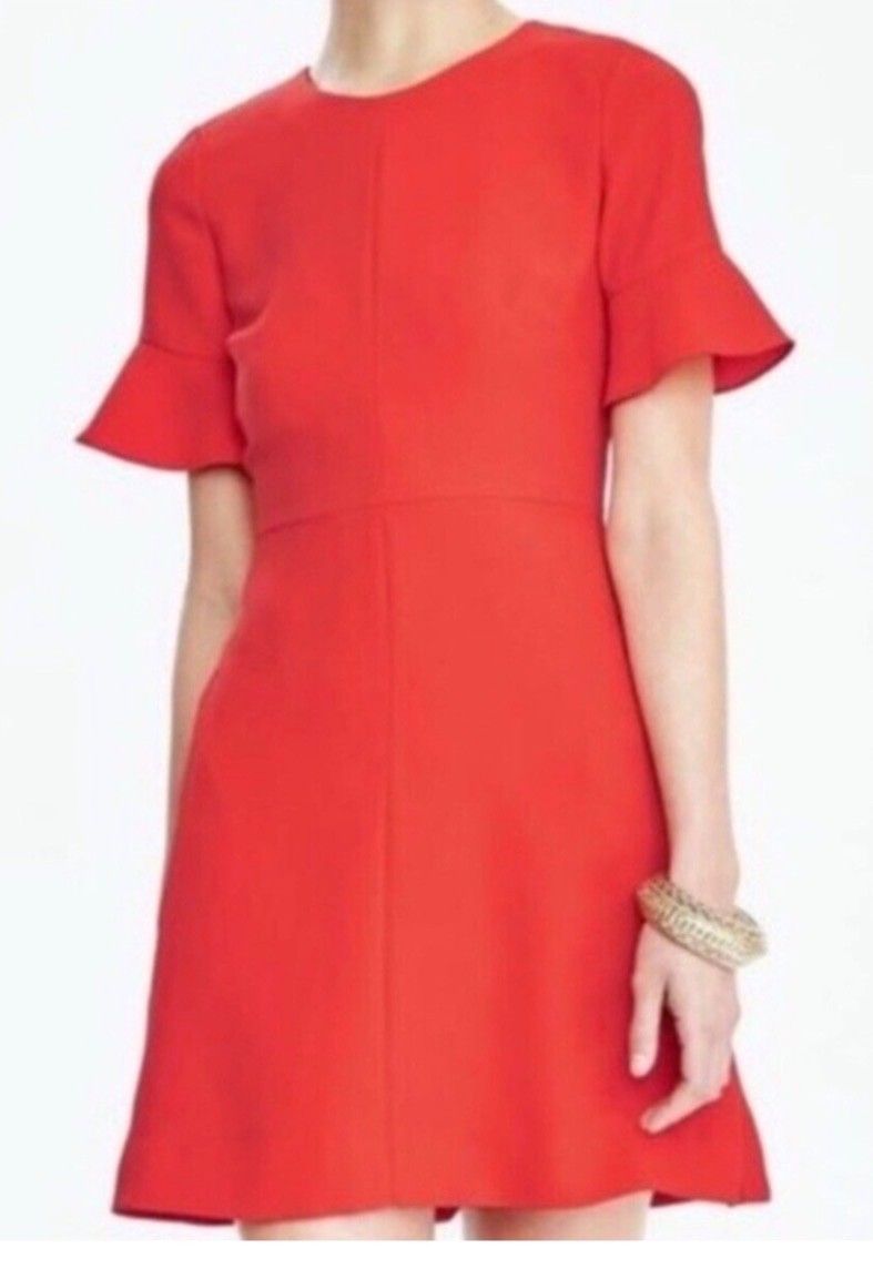 Banana Republic dress size 10 Red Fit & Flare, Lined, Pickets. Knee Length.