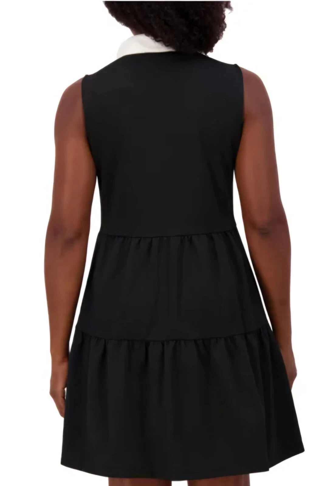 Nautica Jeans Women’s Tiered Collar Sleeveless Mini Dress, Black, Size M