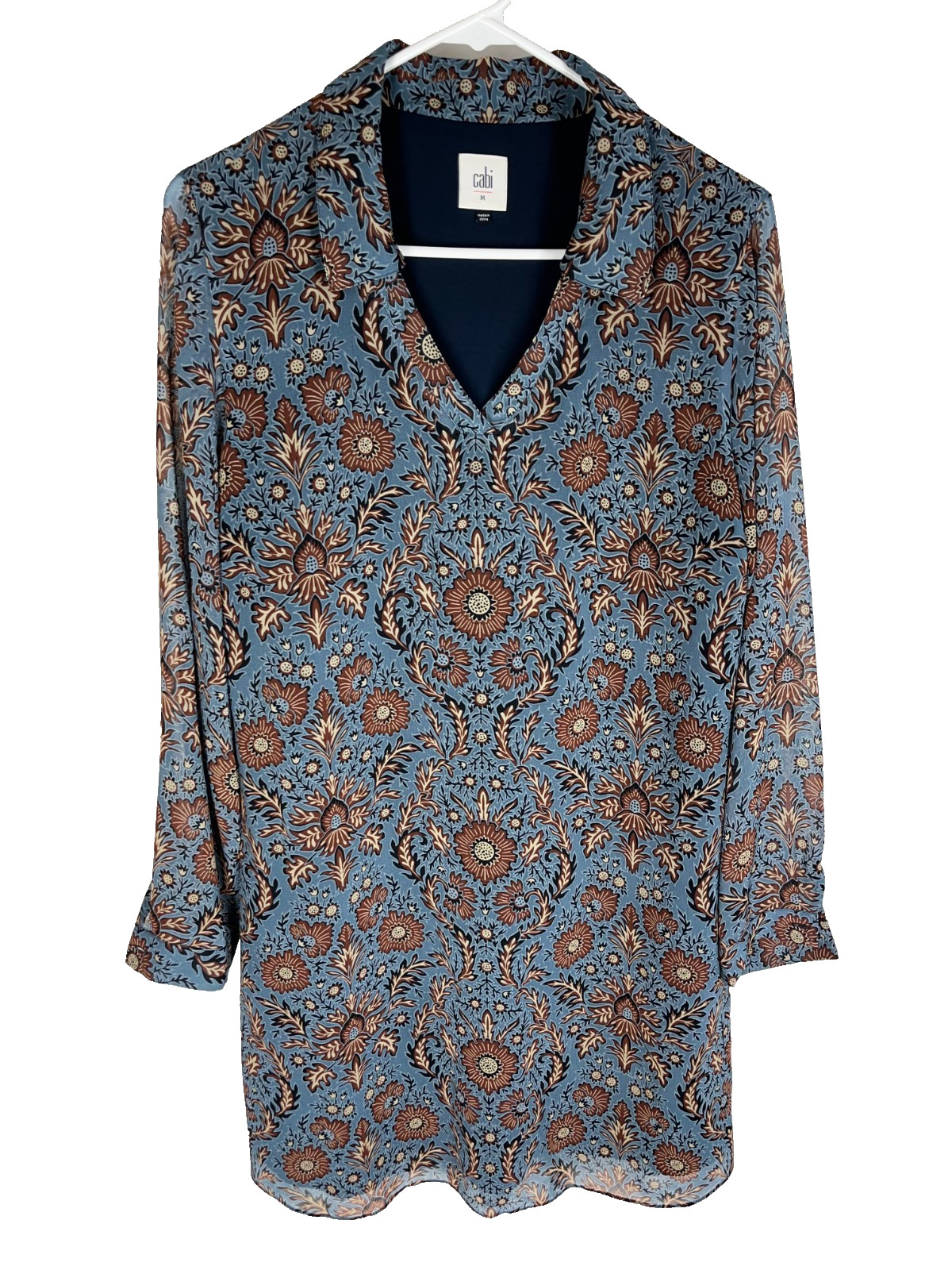 Cabi Provincial Shift Dress Size Medium Blue Floral Tunic # 3295 Country Cottage