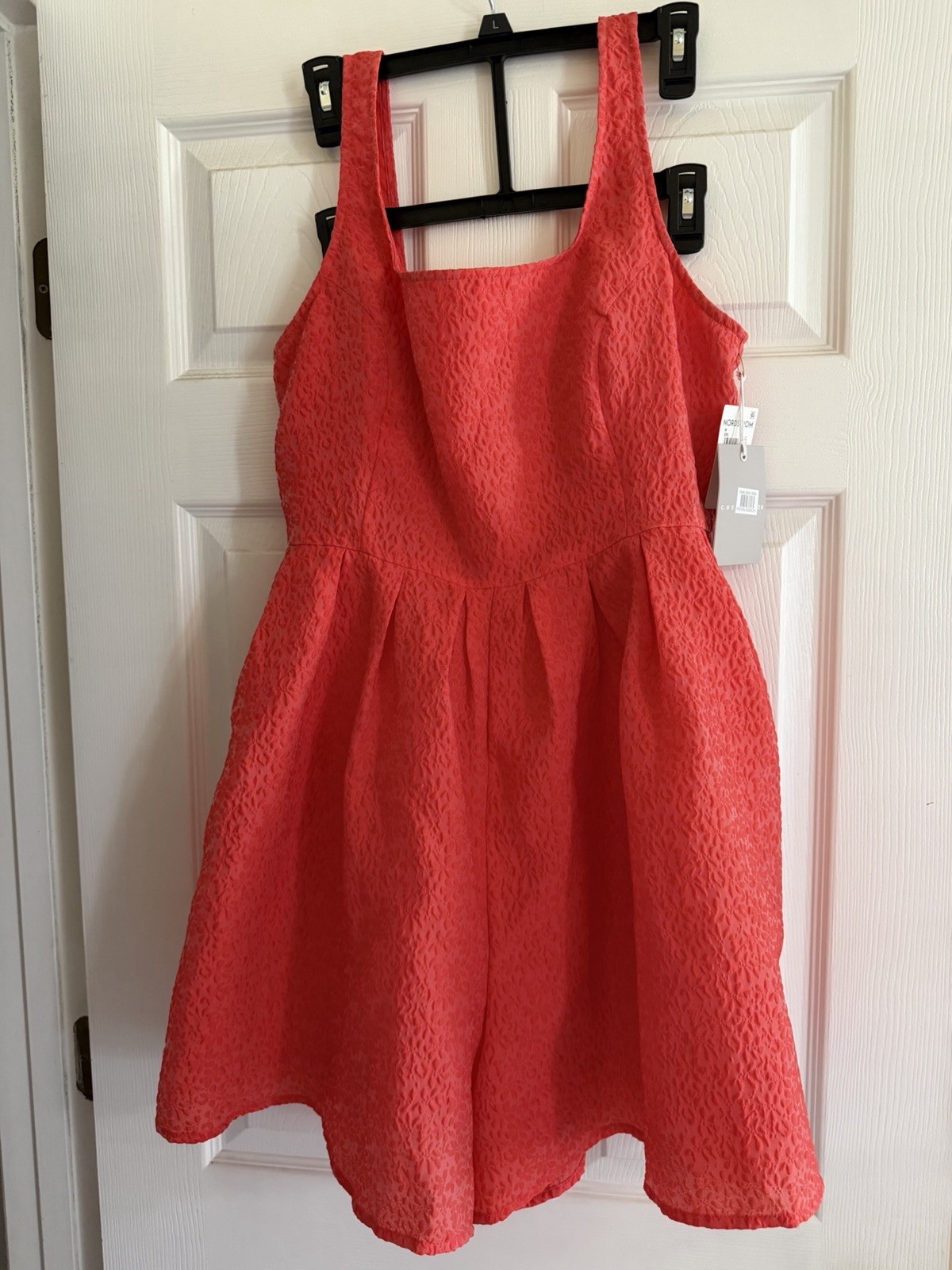 Chelsea28 Women’s Fit & Flare Romper Coral Square Neck Sleeveless Lined Short M