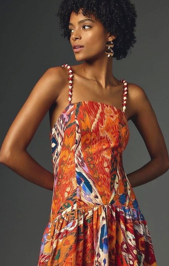 Farm Rio for Anthropologie Size M Ikat Print Midi Dress