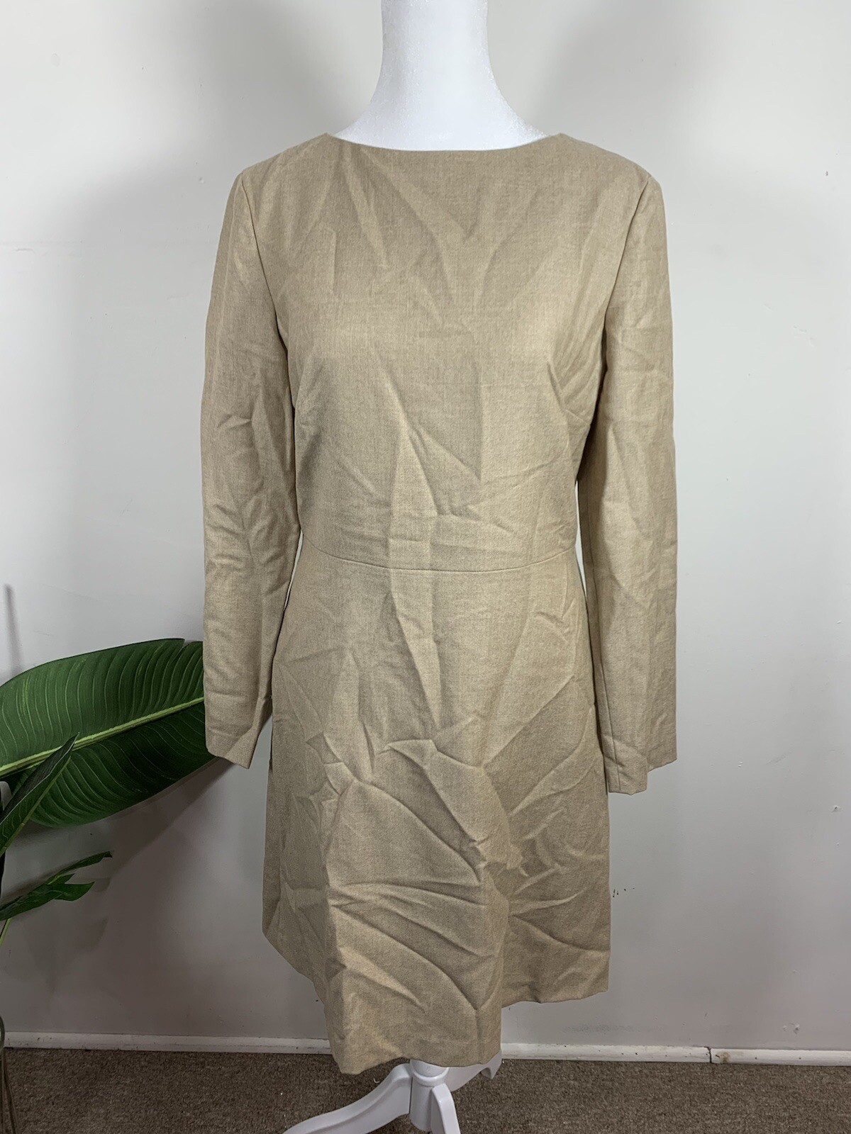 Theory WOMENS Kamillina Light Camel Melange Sleek Flannel Dress, Size 8,$465