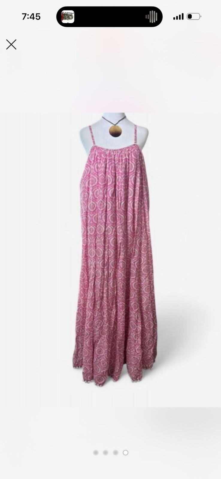 Roller Rabbit Women’s Pink and White Printed Bohemian Maxi Dress