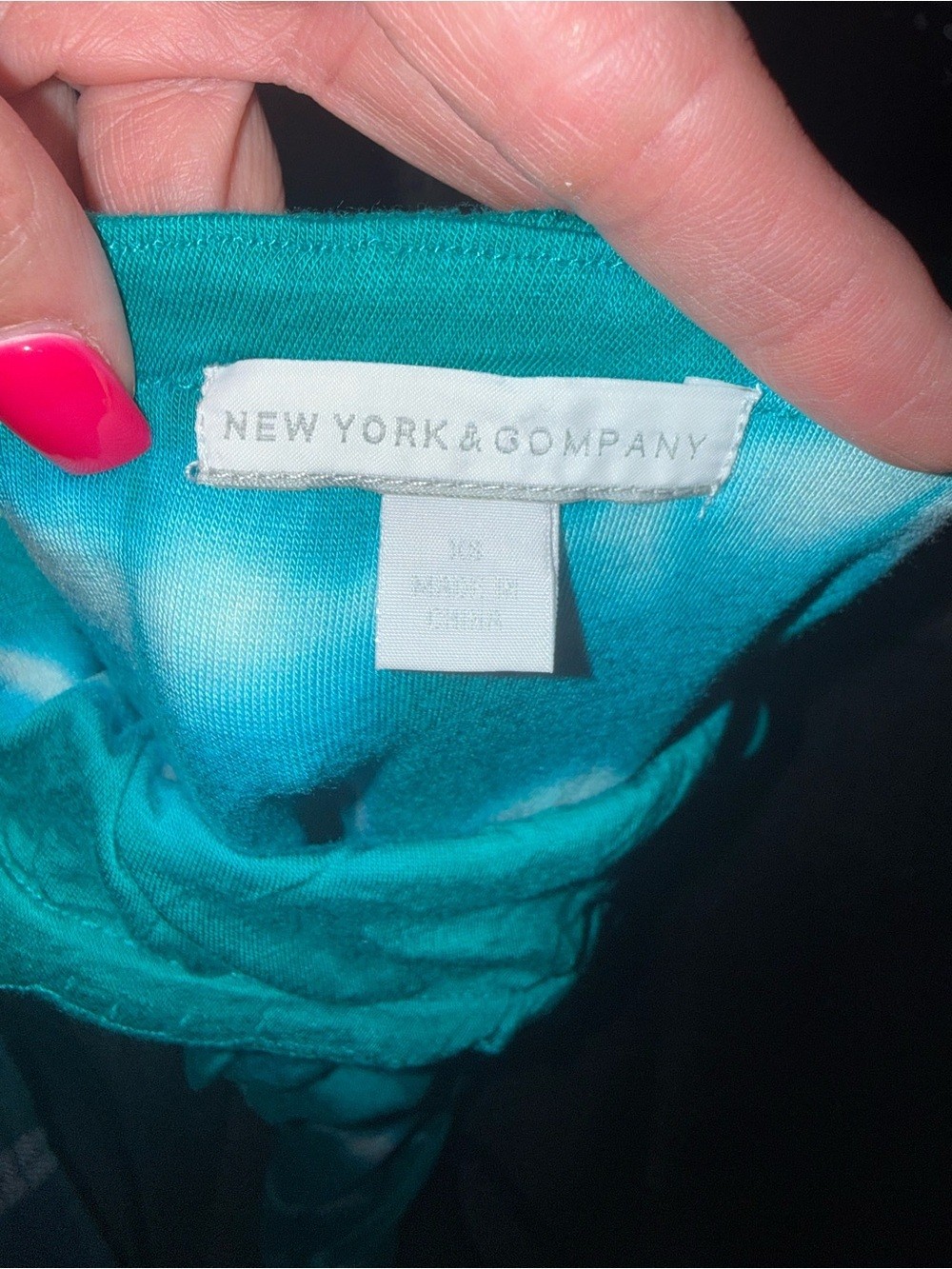 New York & Company Strapless Maxi Dress Teal Tie Dye XS Summer Beach