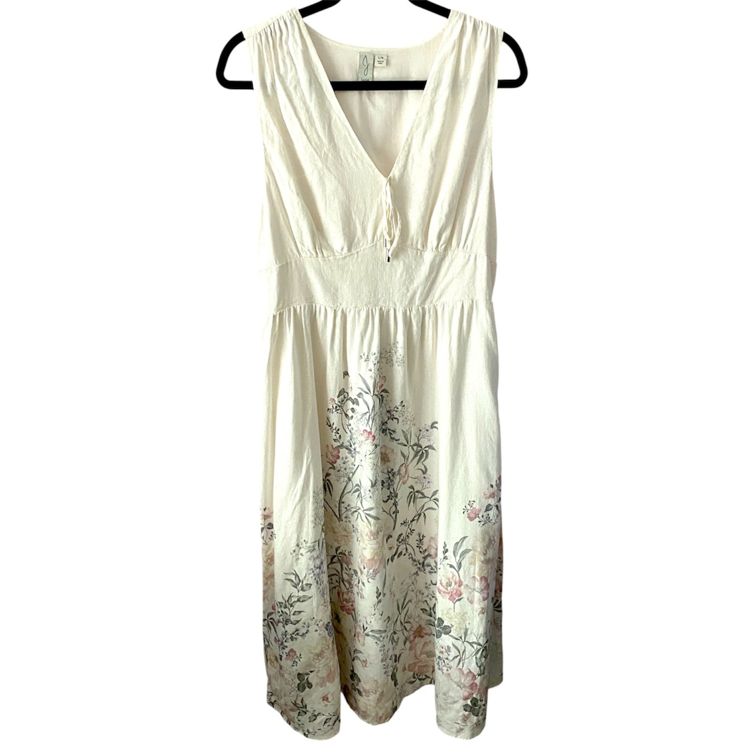 Joie Linen Blend Floral Maxi Shirt Dress Cottagecore Coastal Boho Lagom Large