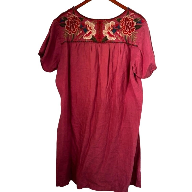 Johnny Was Rose Embroidered Linen Dress sz 1X