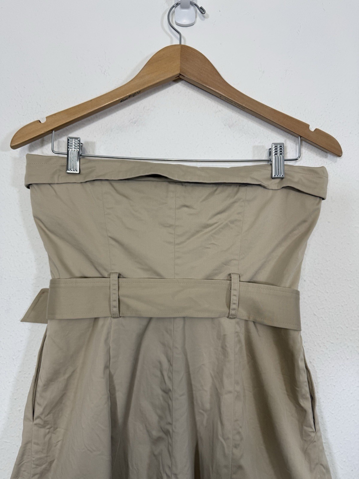 Banana Republic Strapless Asymmetrical Utility Trench Dress 6P Tan Belt Pockets