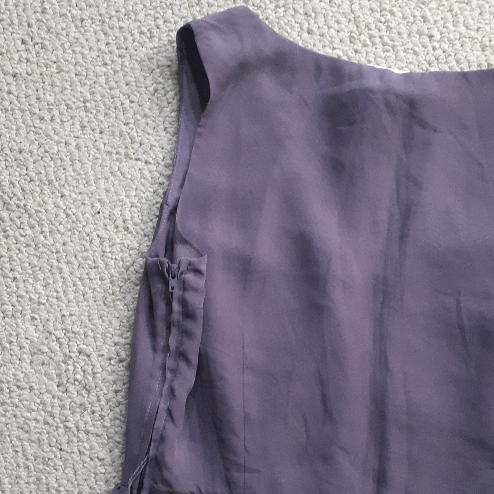 Tevolio purple chiffon sleeveless dress size 6 with pockets lined side zipper