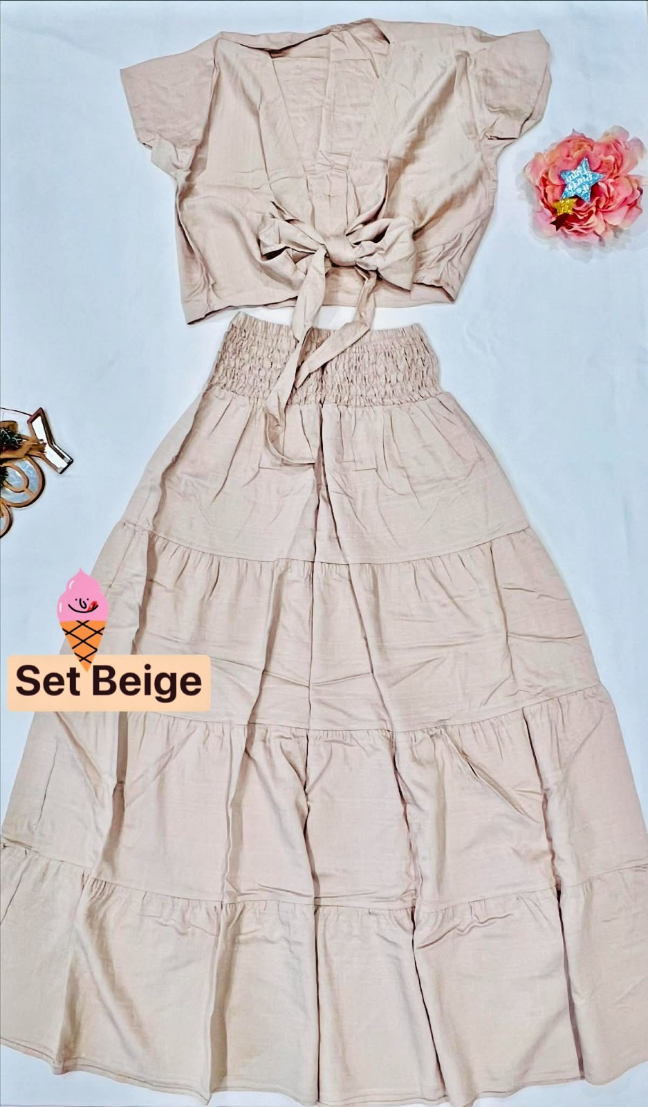 Women’s 2-Piece Wrap Top & Tiered Maxi Skirt Set