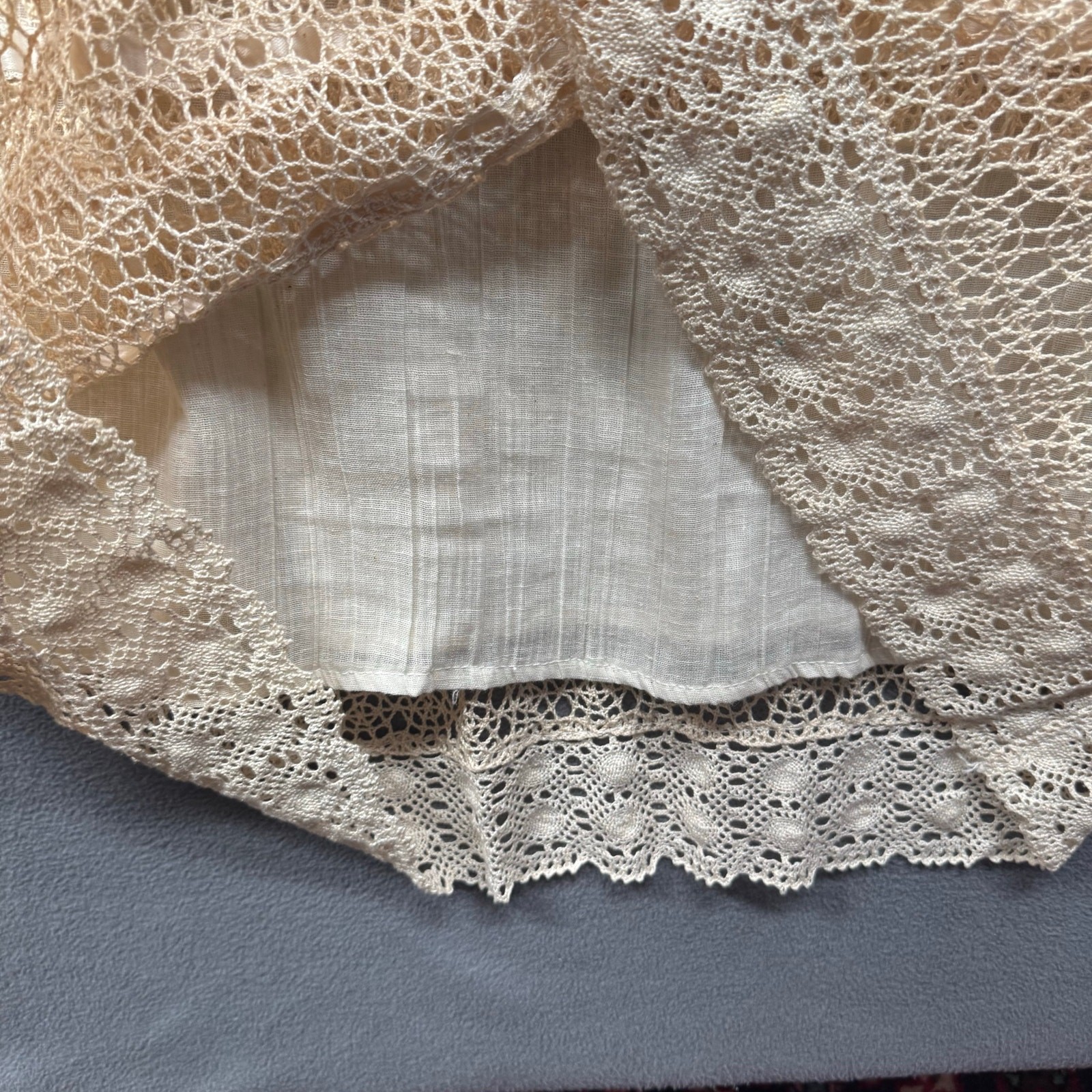 Vtg Handmade? Folk Cottagecore Lace Empire Waist Mexican Wedding Dress No Tags