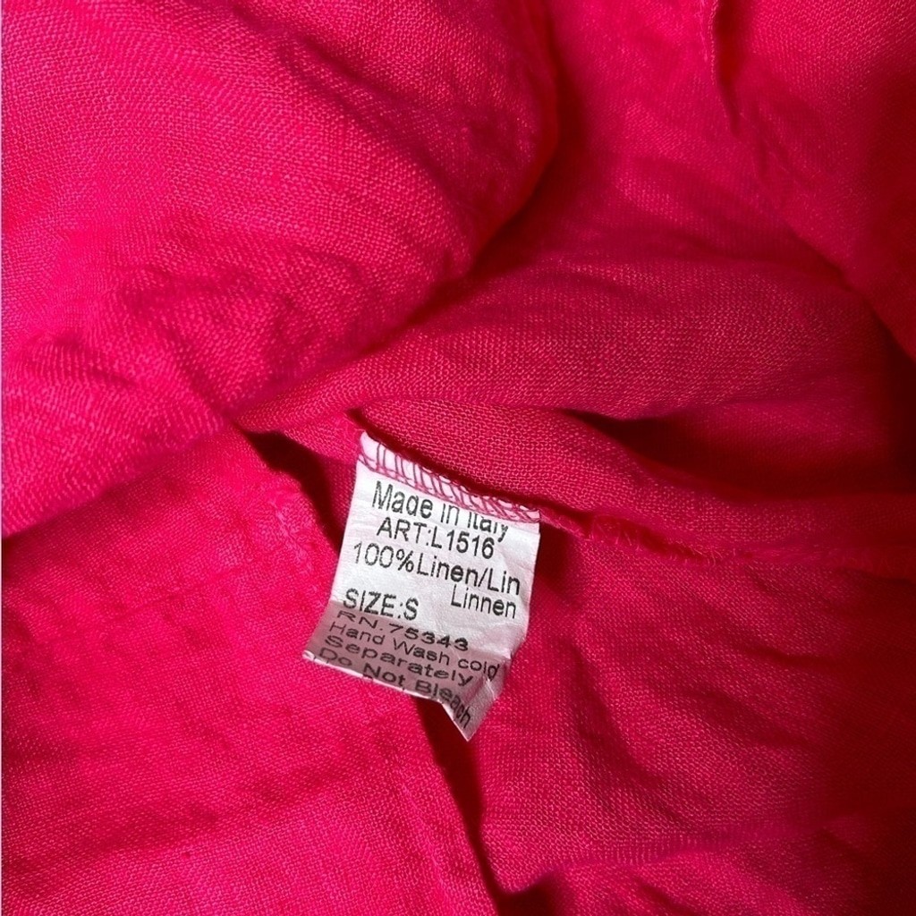 Lungo L’arno Women’s Pink Linen Dress Made In Italy Summer Beach Casual Small