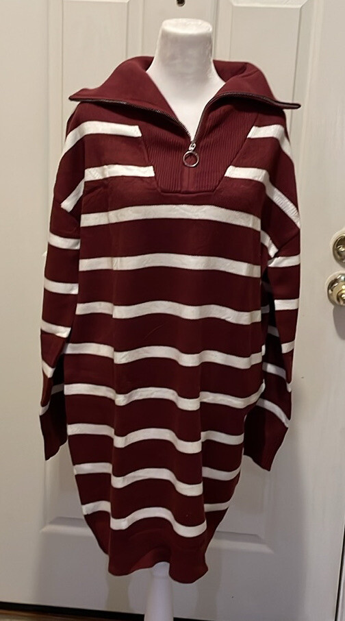 Sweater Dress Medium Weight Zip Neck Medium 22” P2P 35” Length New Orig $33