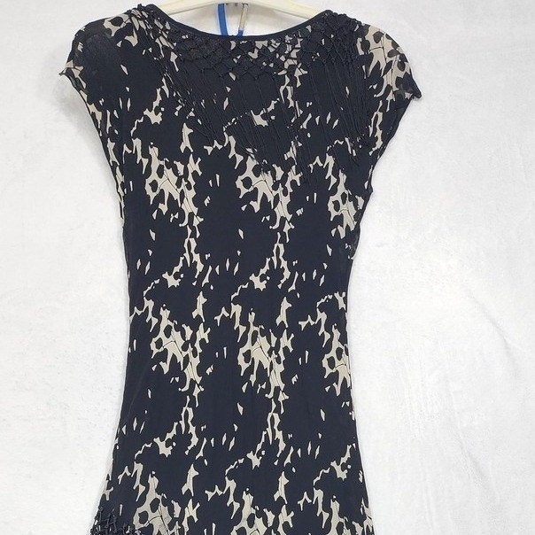 Vintage Temptation Dress Womens L Black Floral Crochet Fringe High Low Maxi Boho
