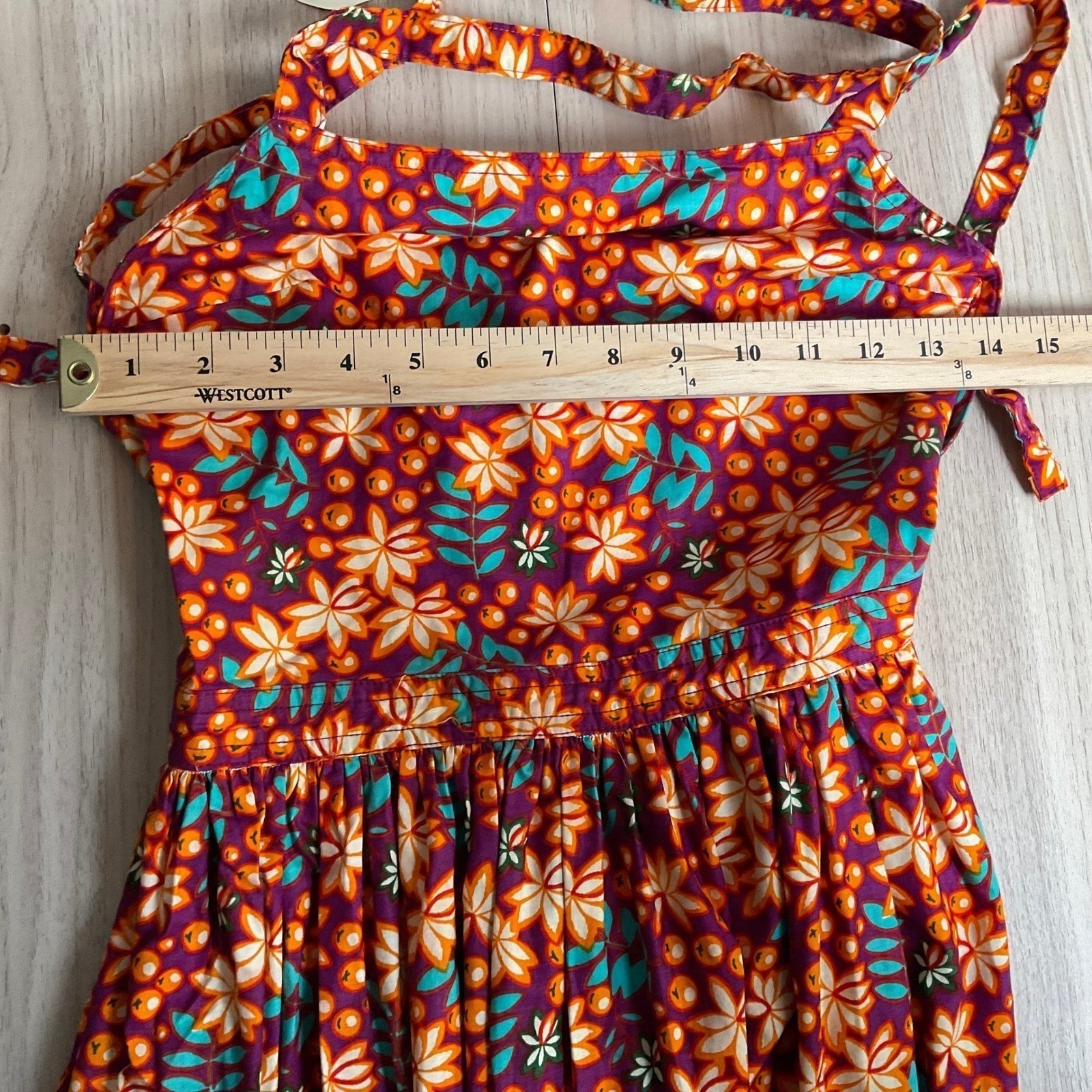 Retro Floral Halter Midi Dress Open Back Button Front Orange Purple Boho Summer