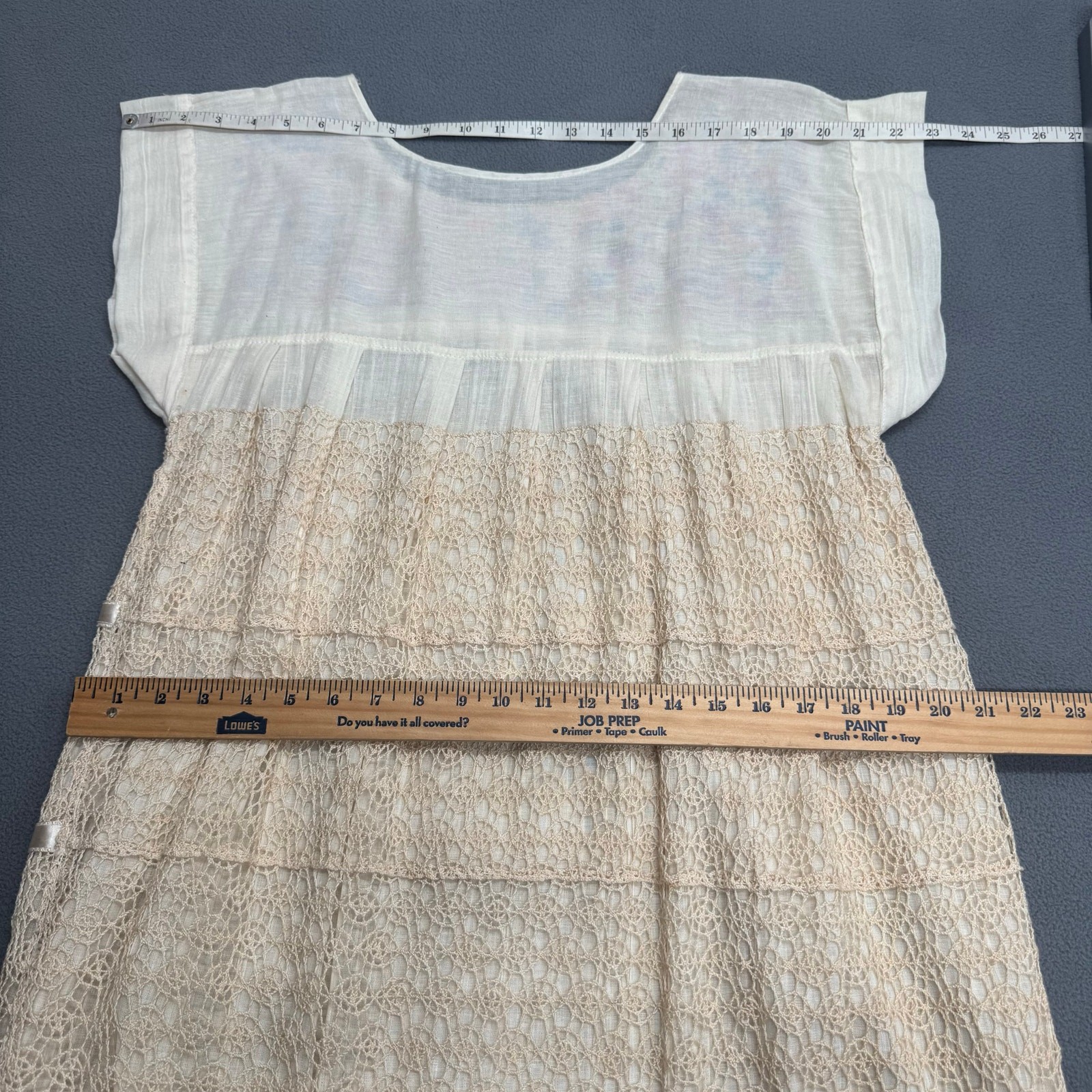 Vtg Handmade? Folk Cottagecore Lace Empire Waist Mexican Wedding Dress No Tags