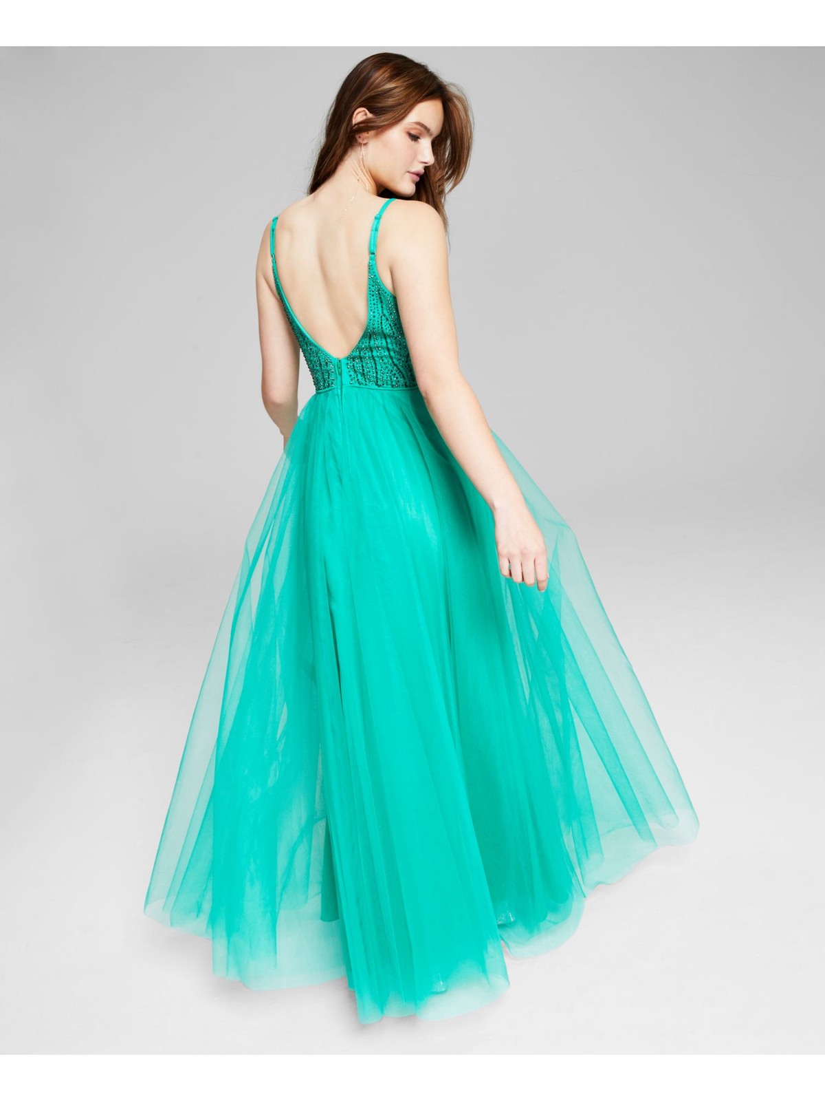 SAY YES TO THE Womens Gown Dress Green Sleeveless Formal Lined Juniors 5
