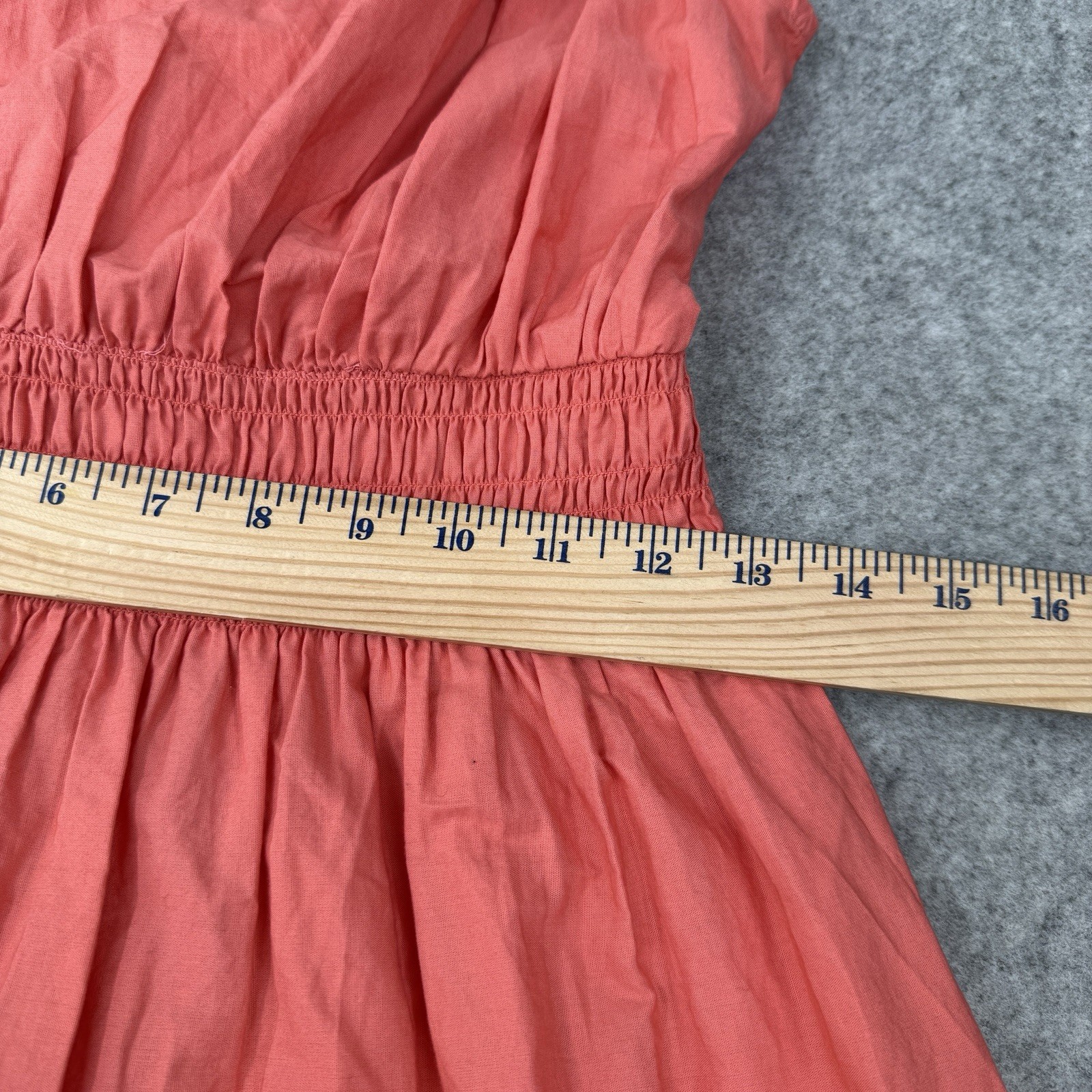 Anthropologie Maeve Tiered Midi Sleeveless Dress Coral Pink Orange Smocked 4