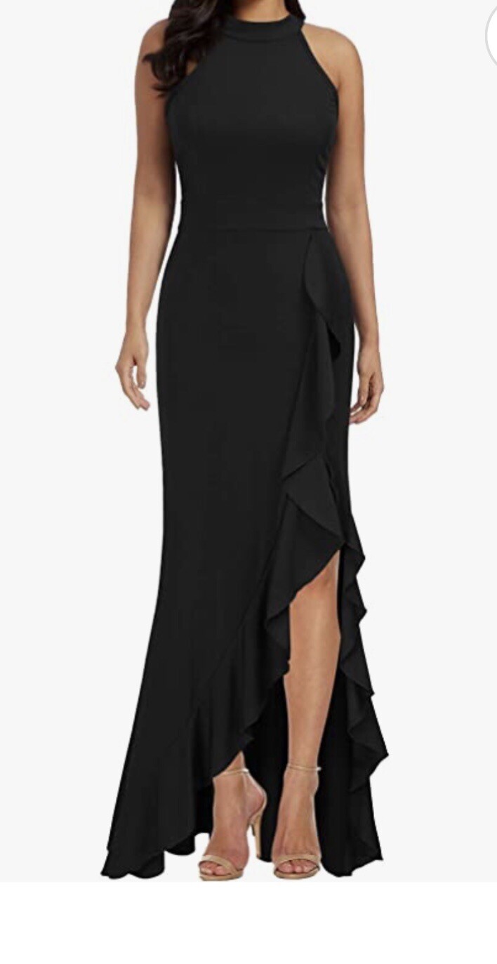 New With Tags Woosea Womens Long Halter Dress Black Slit Cocktail Dress Sz Small