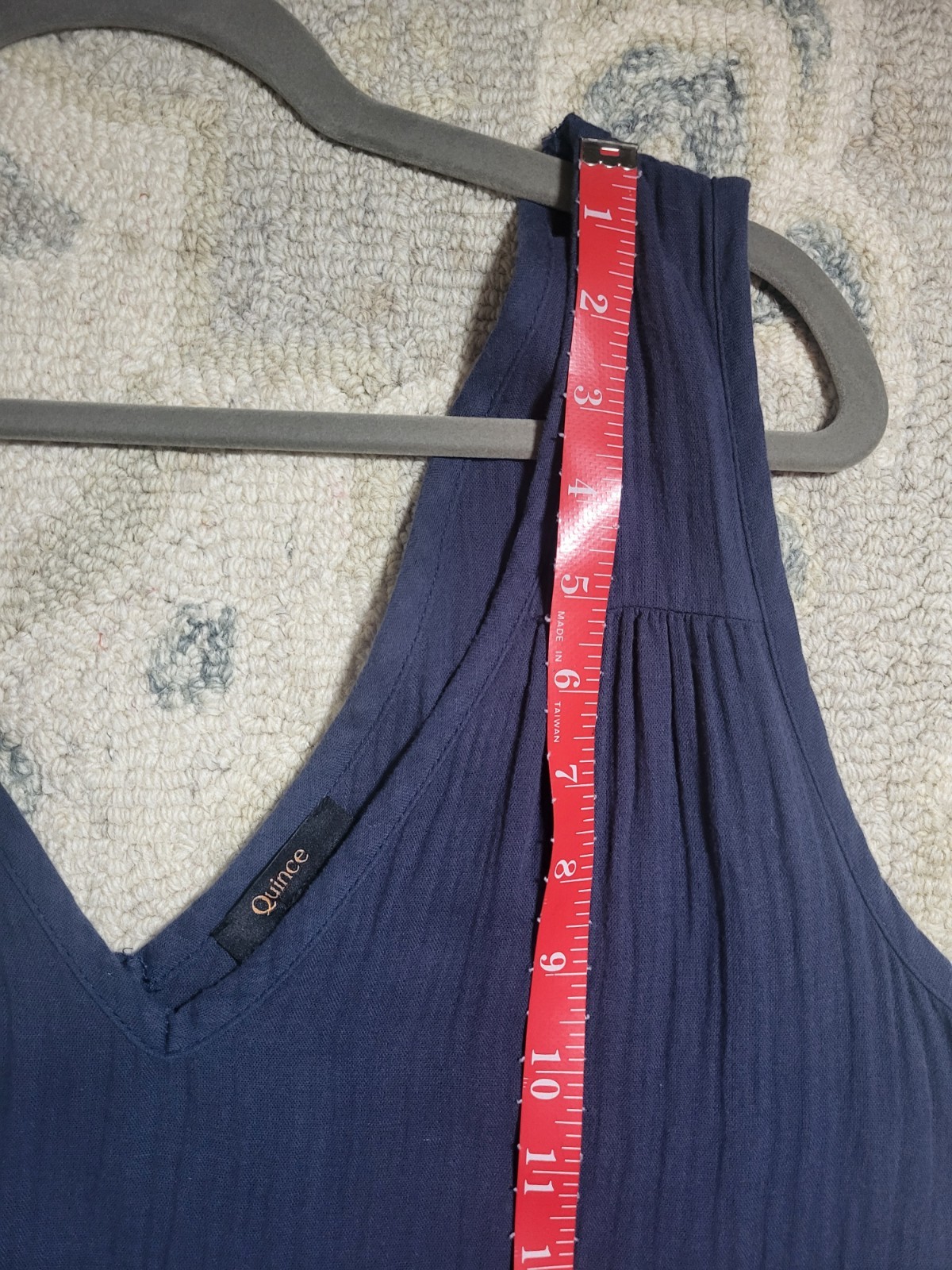 Quince 100% Organic Cotton Gauze Tiered Maxi Dress Sz LARGE Indigo Blue Coastal