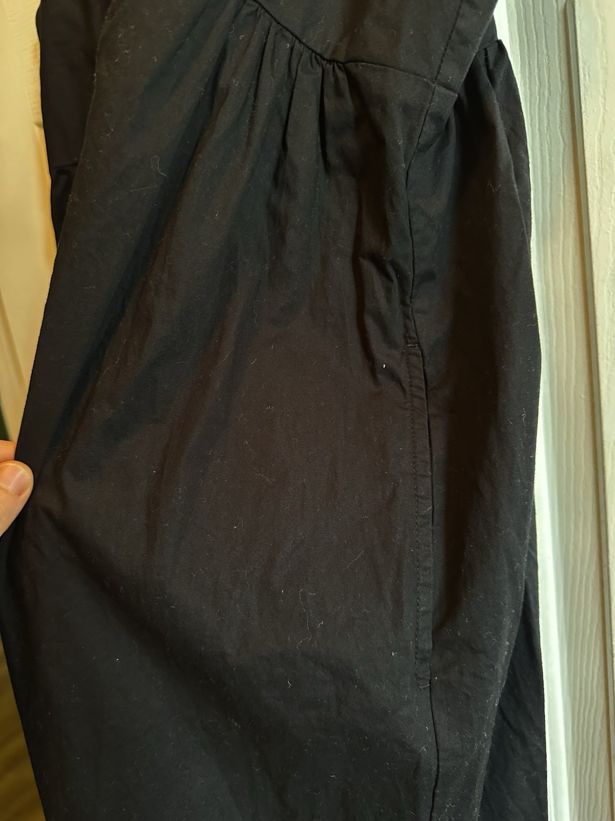GAP Black V-Neck Spaghetti Strap Tiered Skirt Midi Dress L Minimal Capsule Chic
