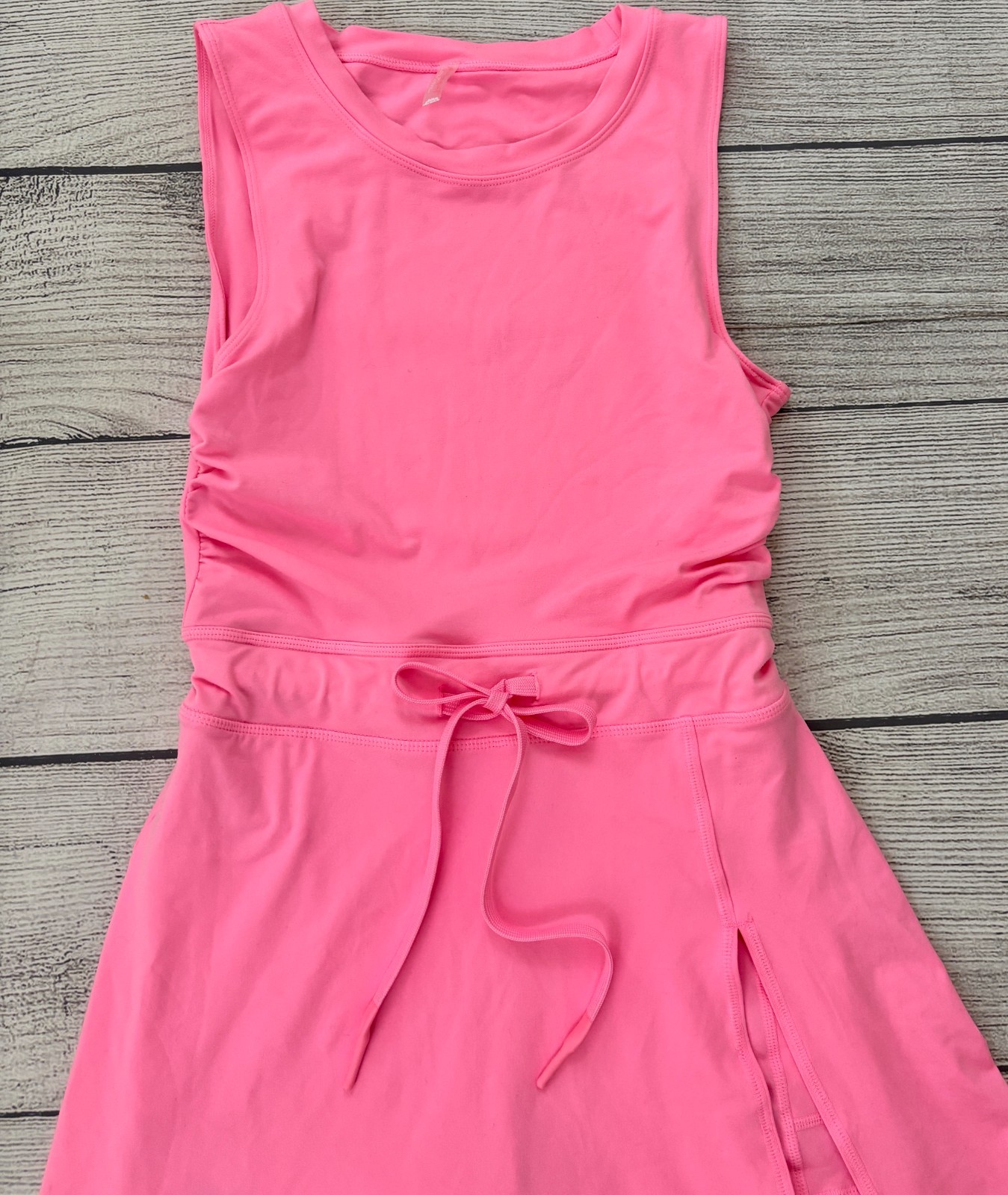 FREE PEOPLE MOVEMENT EASY DOES IT Womens Sz Small Pink Cut Out Back Shorts Dress