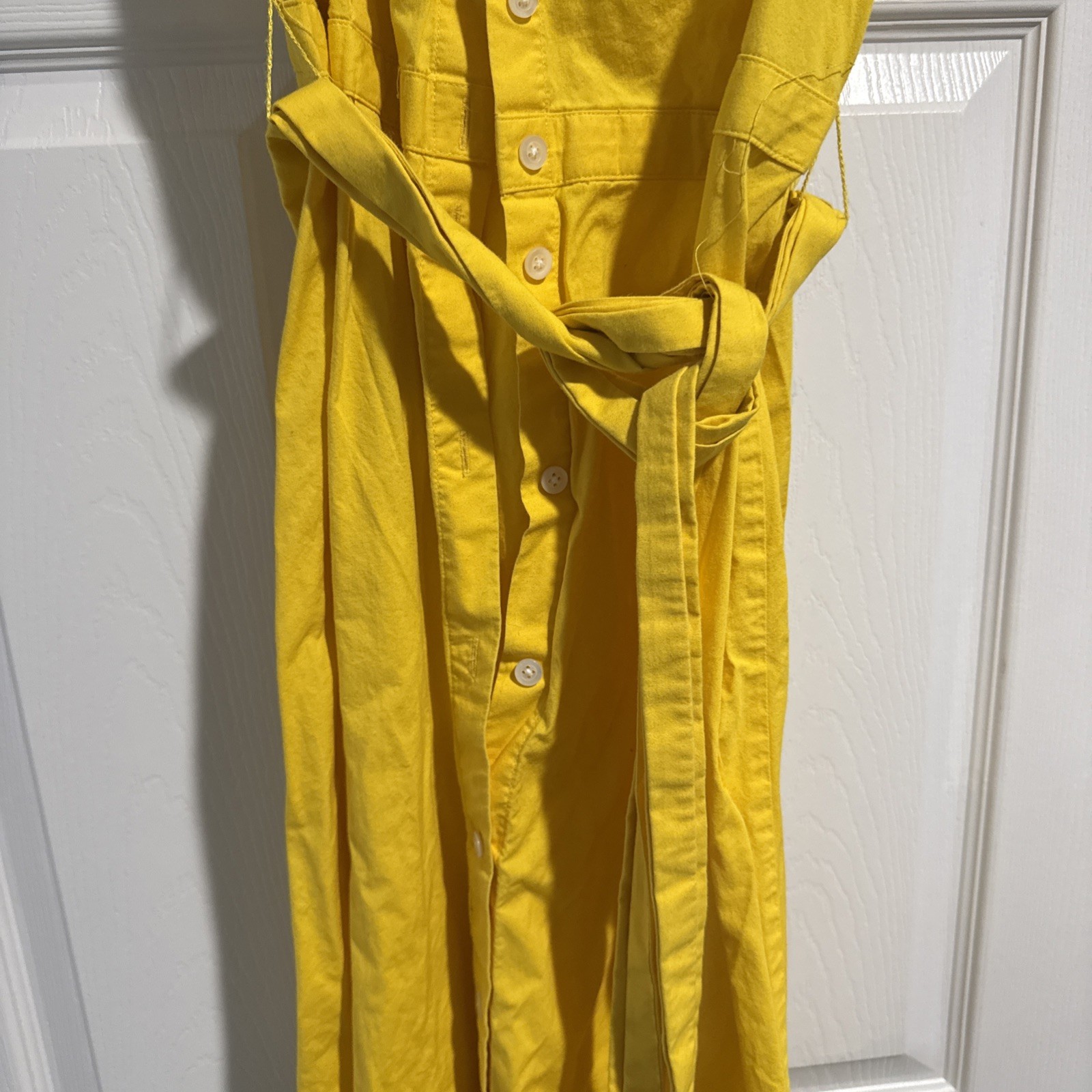 Coastal J.Crew Sleeveless Button Front Belted Shirt Dress Bright Yellow Size 12