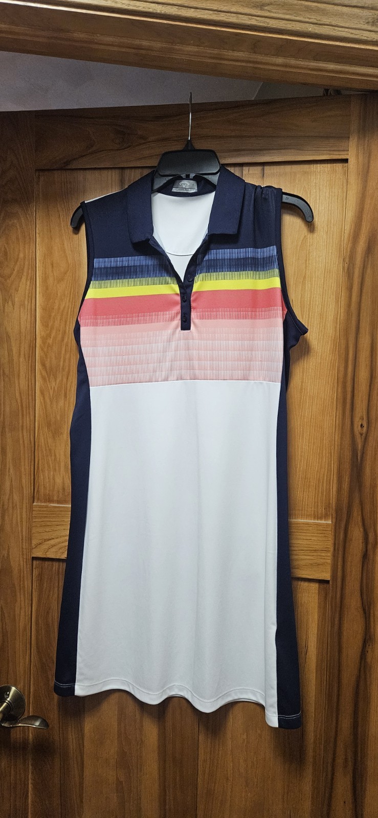 Callaway Golf Dress Striped Gradient Print Collared Large Opti-dri UPF 50 NWT