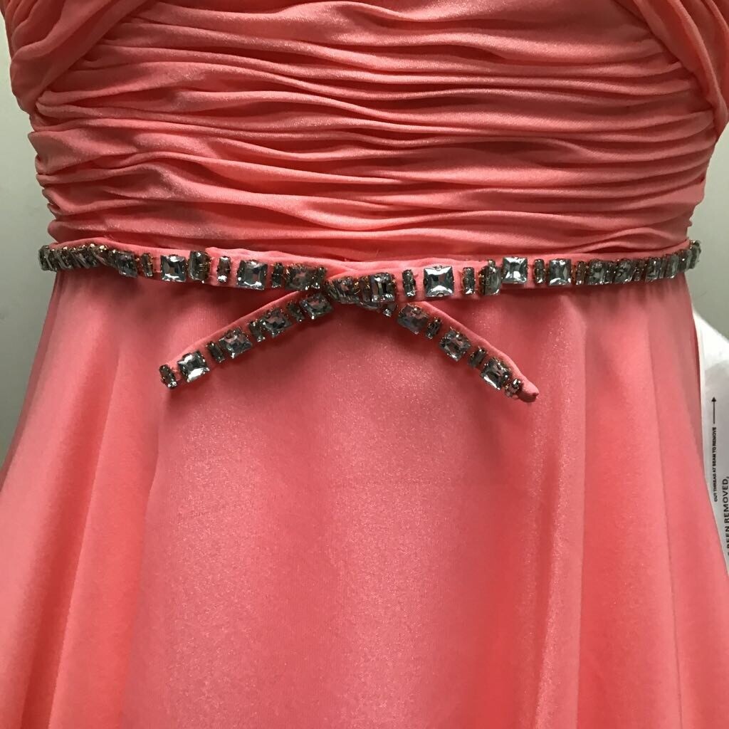 Mac Duggal Womens Ball Gown Coral Pink Ruched Maxi Sweetheart Neck Sleeveless 0