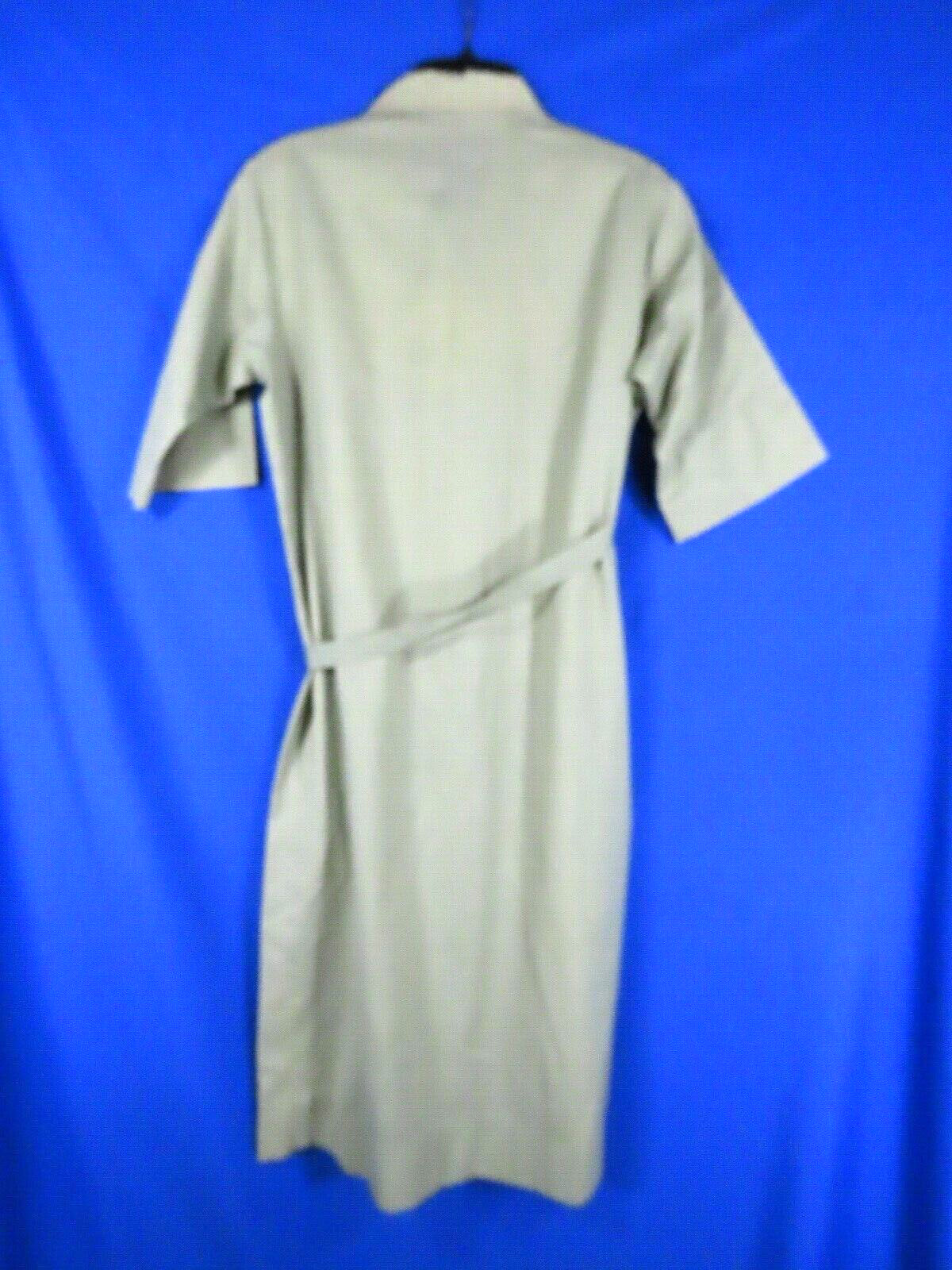 SERBIN Muriel Ryan VTG BUTTON-UP SHIRT/SHIFT DRESS Sage Green THIN LAWN TWILL M