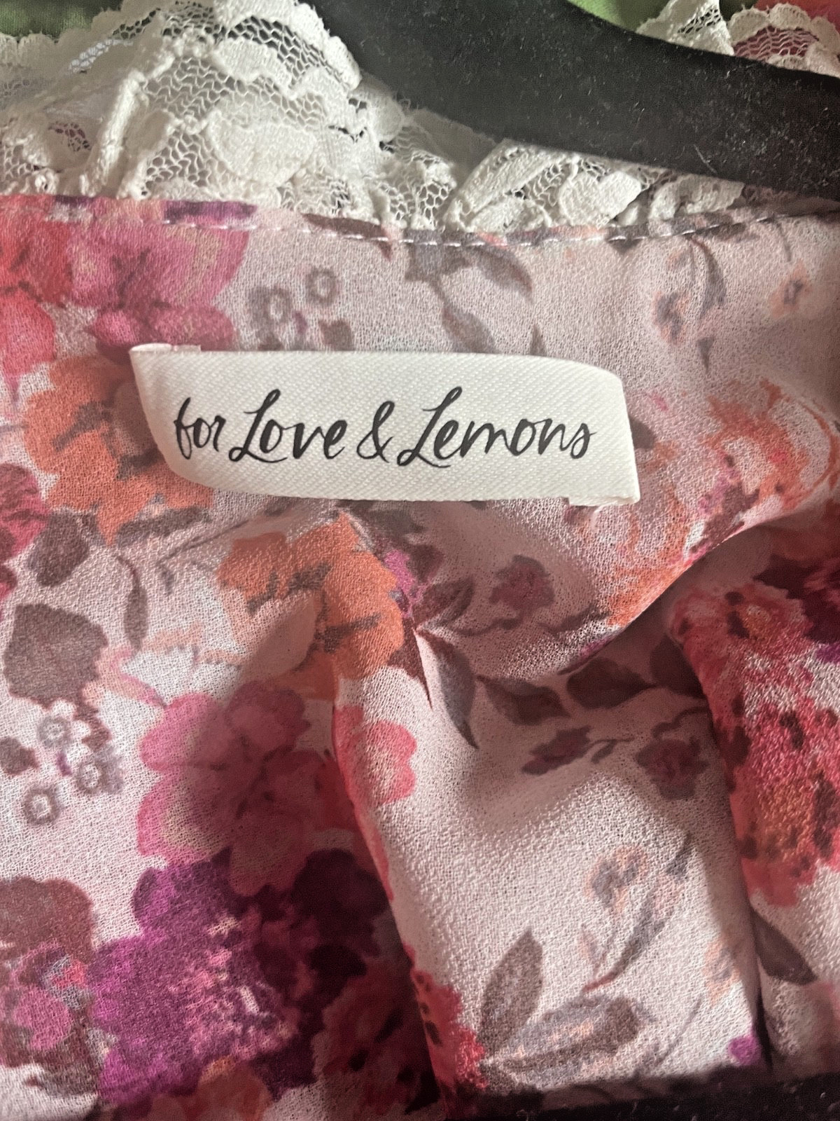 For Love & Lemons Evie Swing Mini Dress Pink Floral Tea Rose Ruched Lined Size M