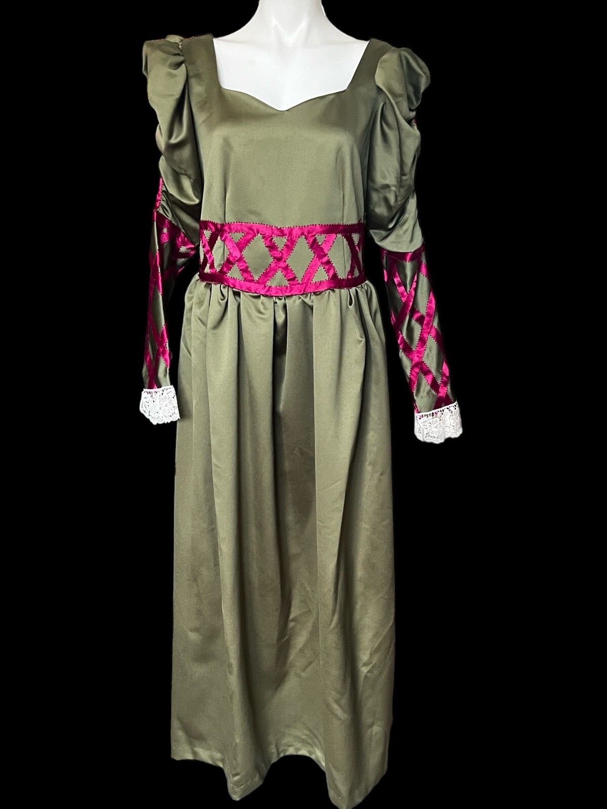 Renaissance Dress Medieval Gothic Victorian Long Green Burgundy Med/large