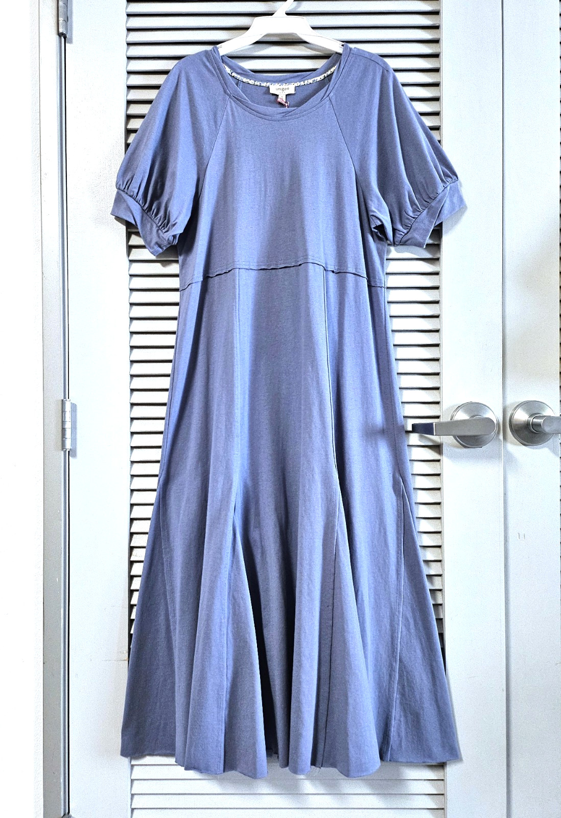 dusty blue cut-out edge maxi long dress S